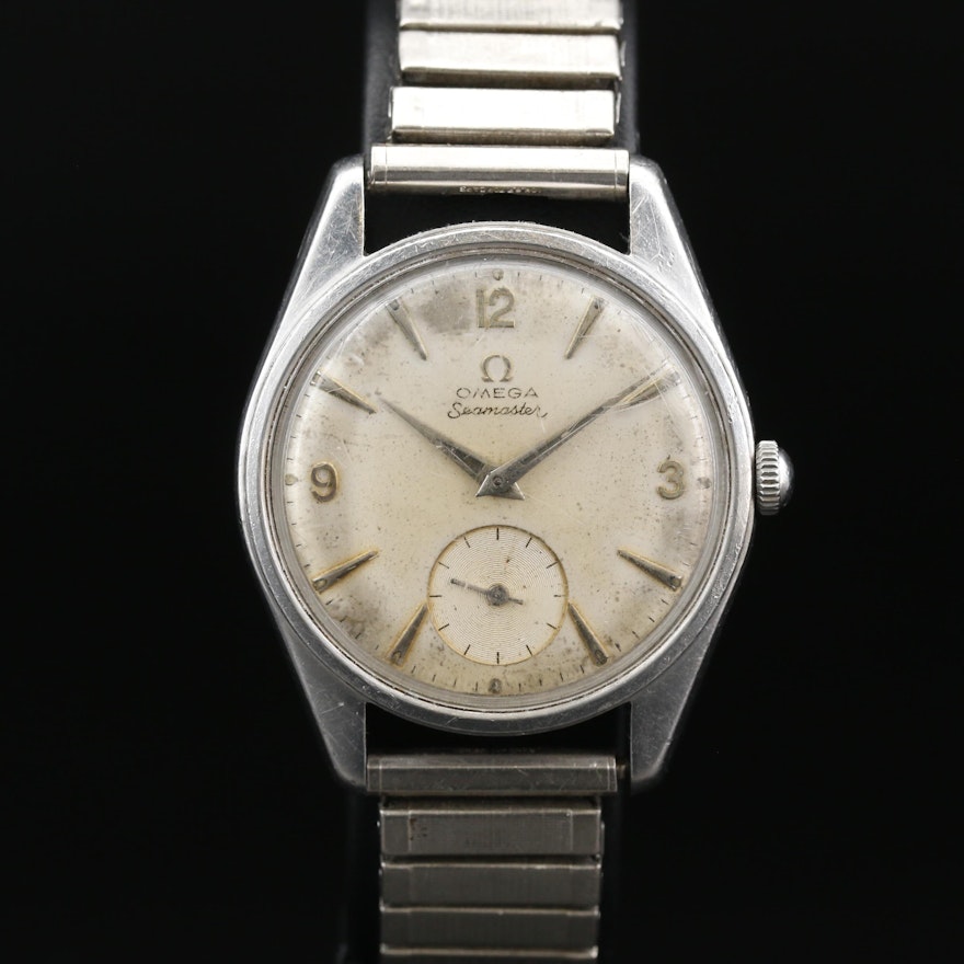 1958 Omega Seamaster Ranchero Stainless Steel Stem Wind Wristwatch