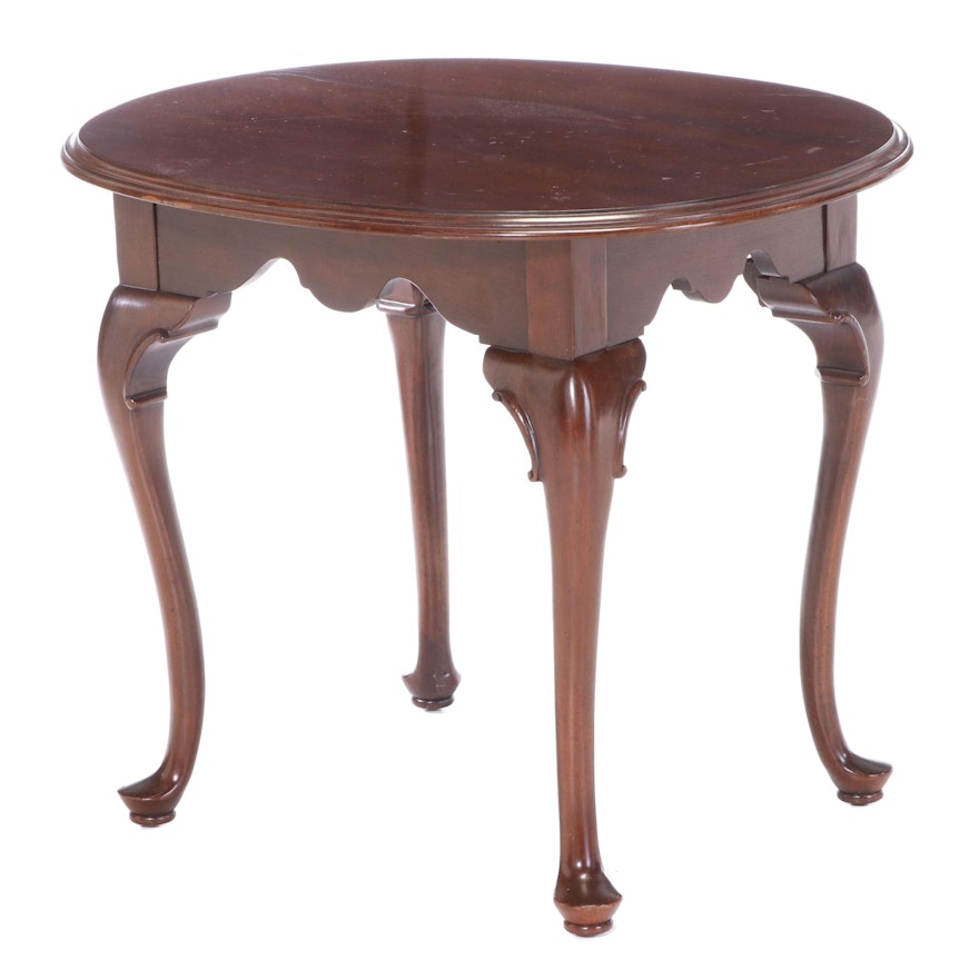 Ethan Allen Queen Anne Style Mahogany Side Table, Late 20th Century