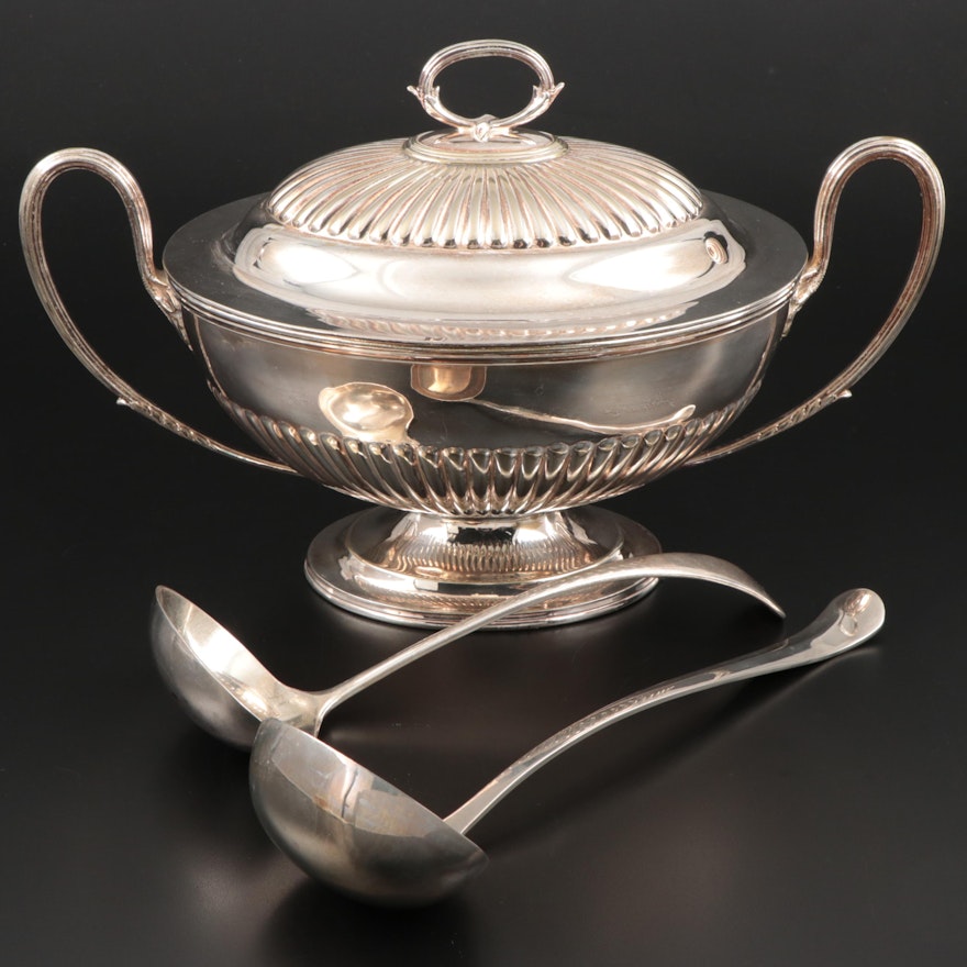 Atkin Brothers Silver Plate Tureen and Other Silver Plate Ladles