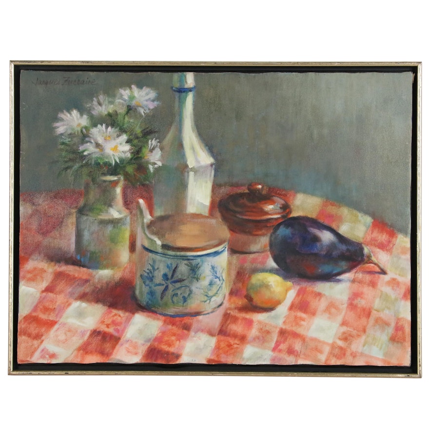 Jacques Zuccaire Still Life Oil Painting, Late 20th Century