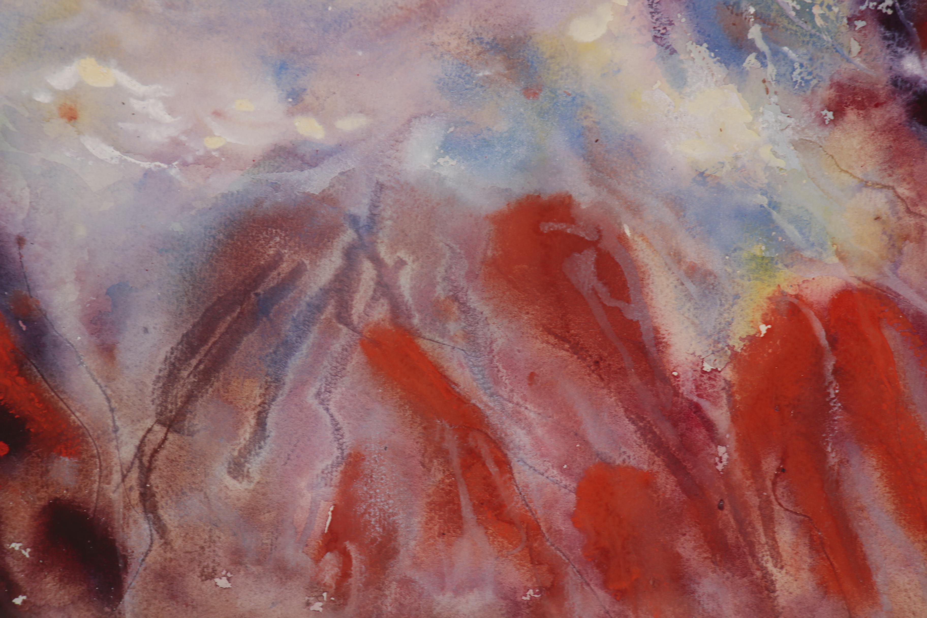 Reginald Grooms Abstract Gouache and Watercolor Painting "Brooding Light, Surf"