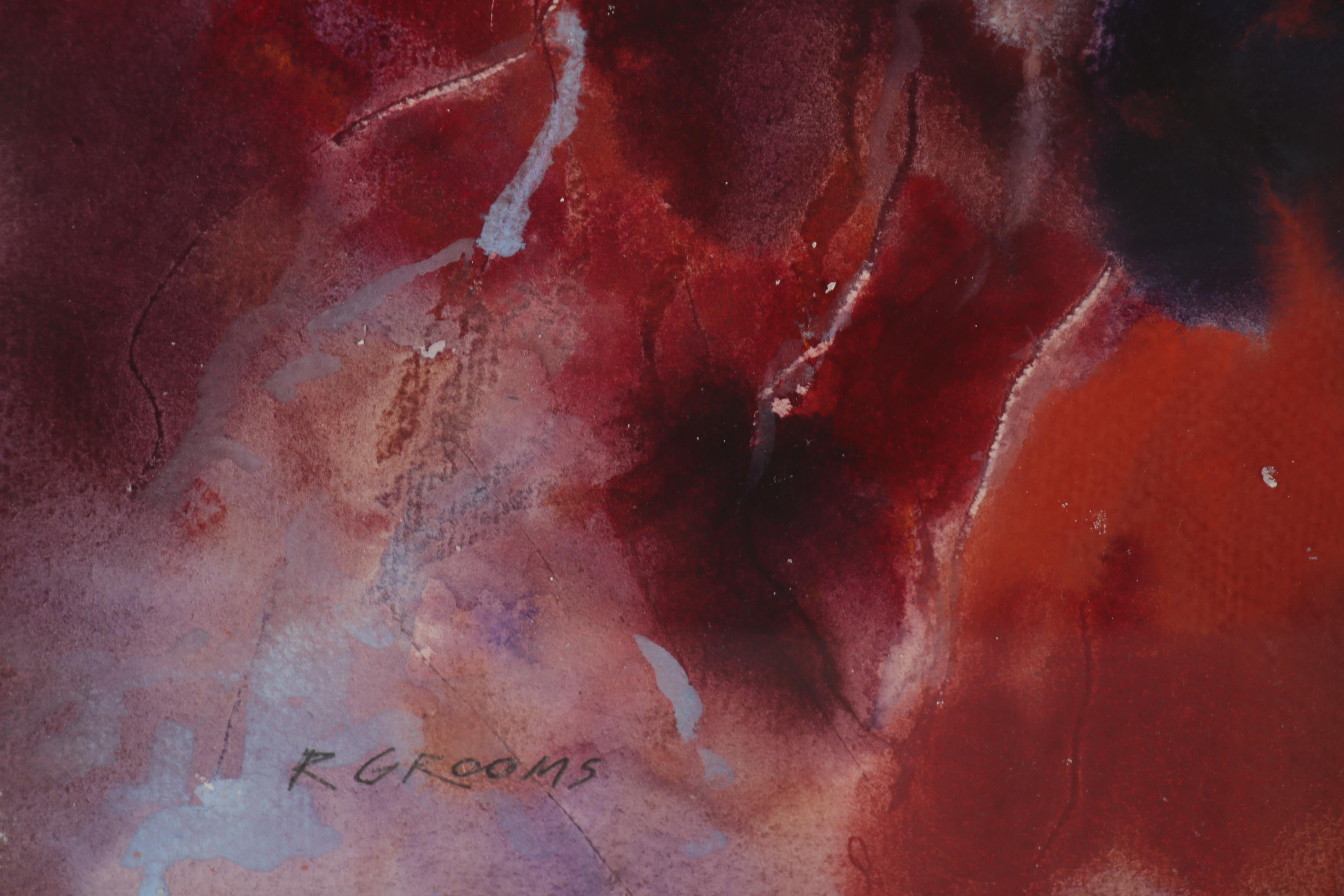 Reginald Grooms Abstract Gouache and Watercolor Painting "Brooding Light, Surf"