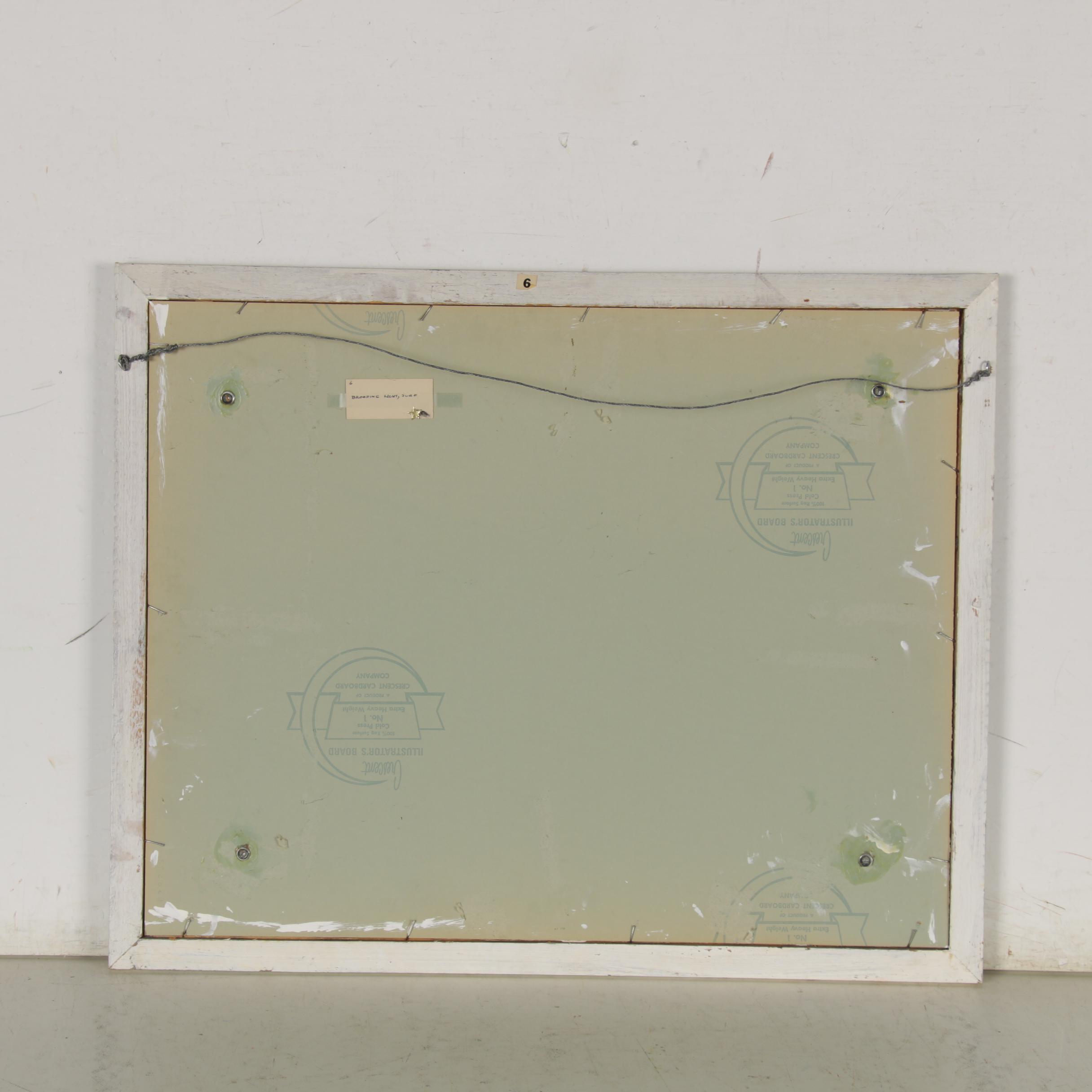 Reginald Grooms Abstract Gouache and Watercolor Painting "Brooding Light, Surf"