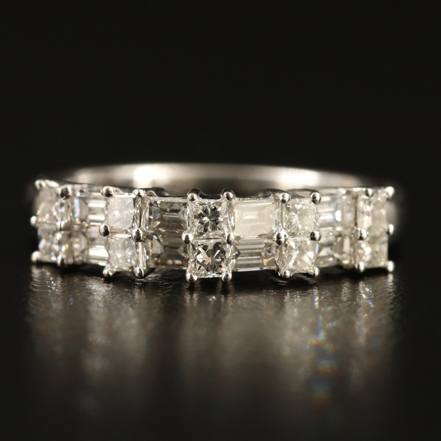 18K Diamond Double Row Ring