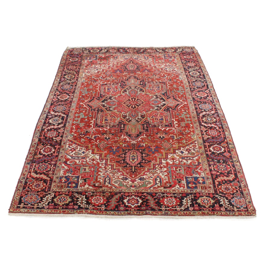 8'7 x 11'9 Hand-Knotted Persian Heriz Room Sized Rug, 1930s