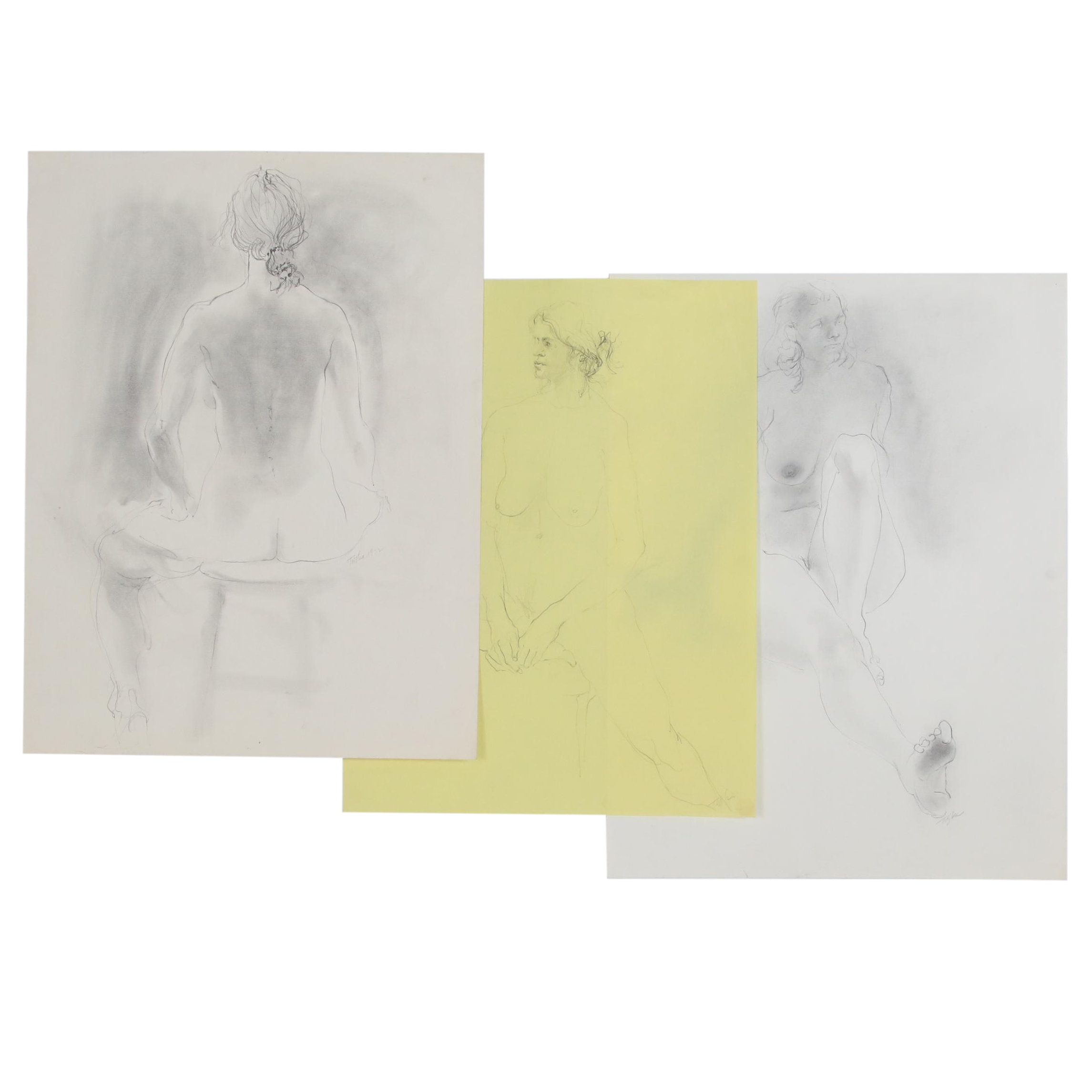 John Tuska Figure Drawings of Female Nudes, 1972