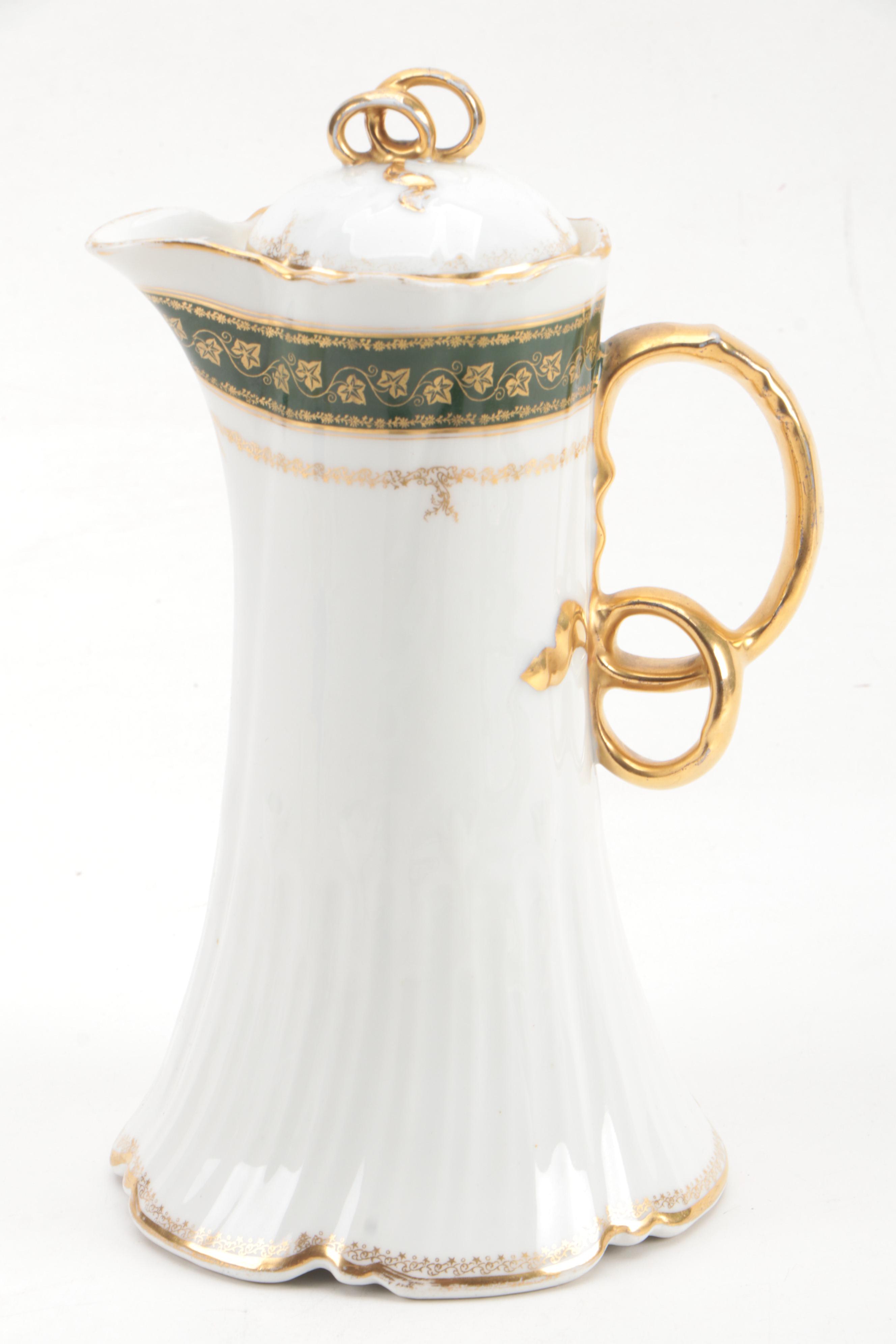 Charles Field Haviland Porcelain Chocolate Pot with Other Porcelain Tableware