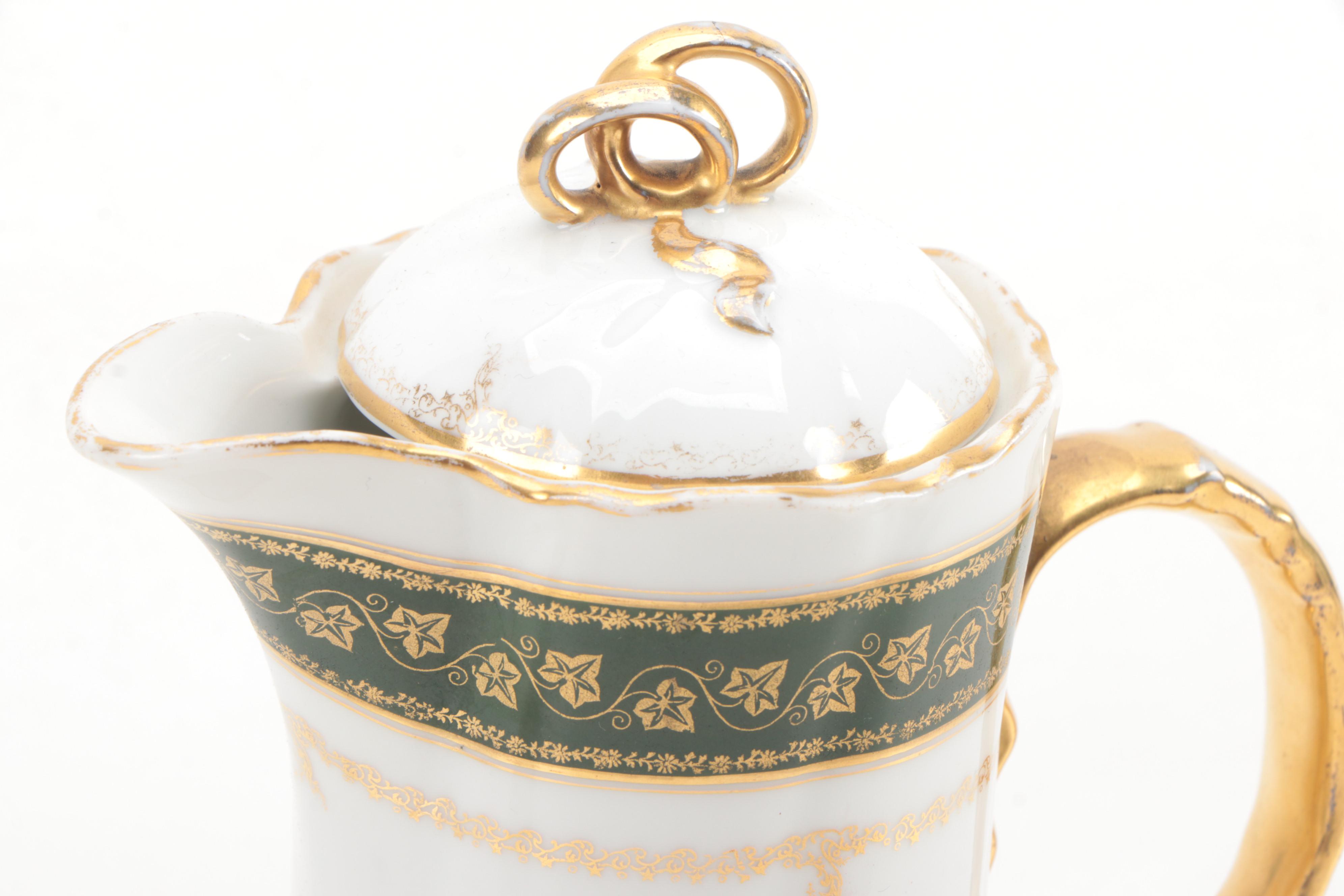 Charles Field Haviland Porcelain Chocolate Pot with Other Porcelain Tableware