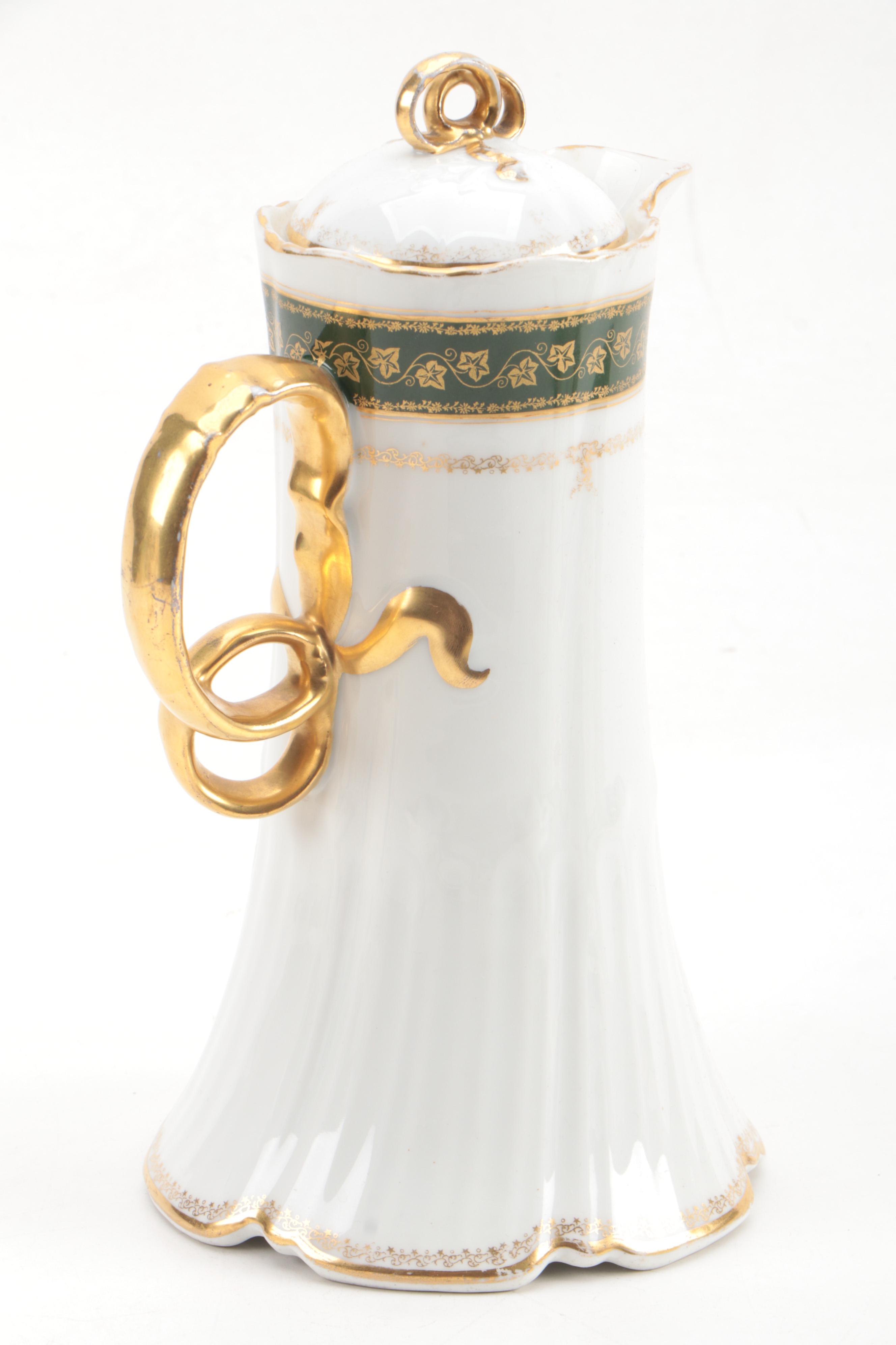 Charles Field Haviland Porcelain Chocolate Pot with Other Porcelain Tableware