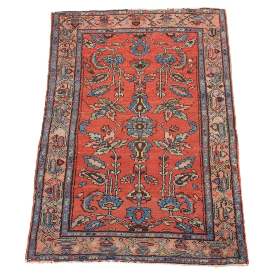 3'5 x 4'11 Hand-Knotted Persian Lilihan Rug, 1920s