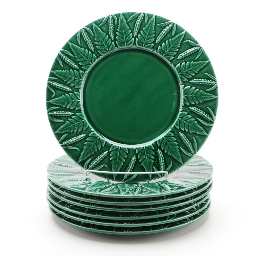 Ceramiche Artistiche Ancora Green Majolica Plates, Late 20th Century