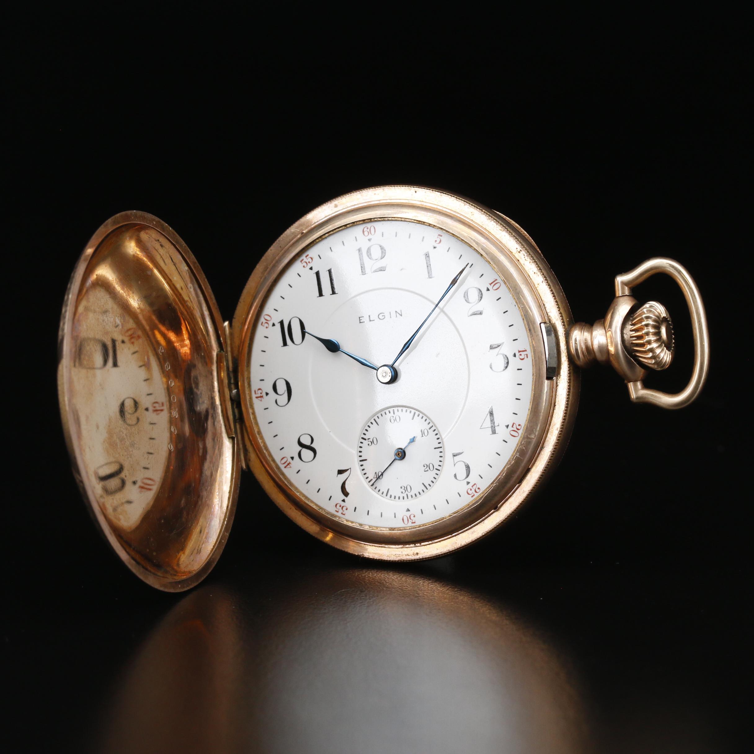 1914 Elgin Gold Filled Hunting Case Pocket Watch