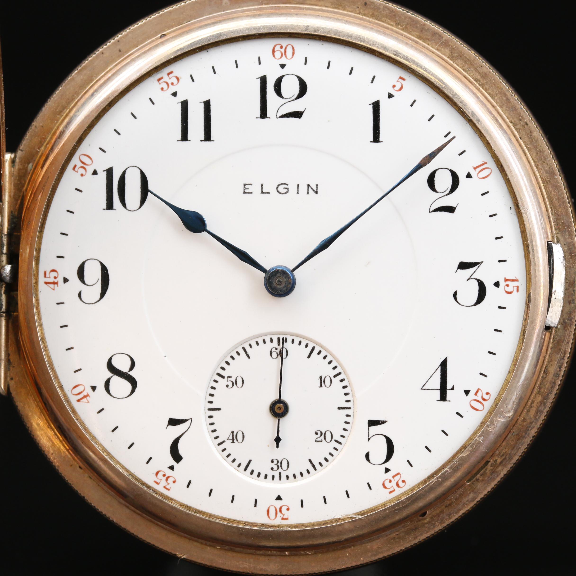 1914 Elgin Gold Filled Hunting Case Pocket Watch