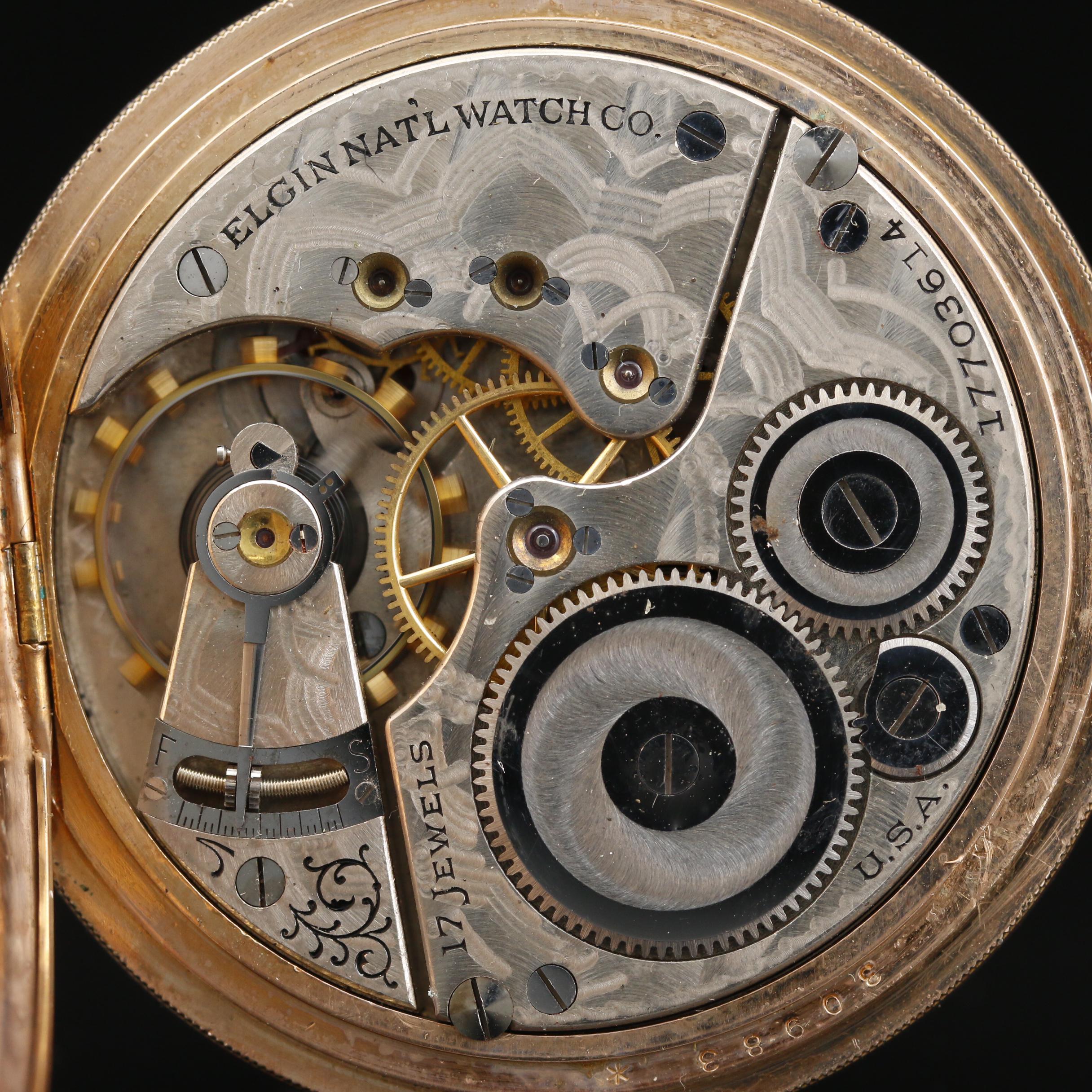 1914 Elgin Gold Filled Hunting Case Pocket Watch