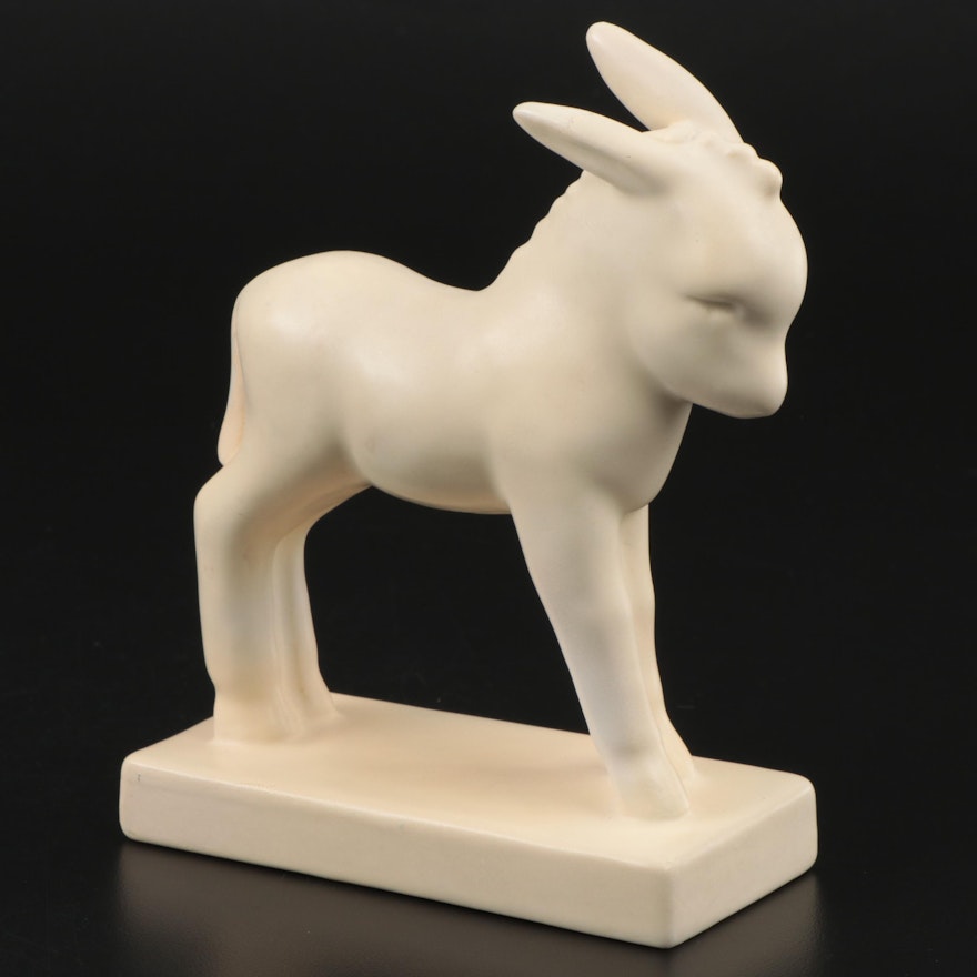 Rookwood Pottery White Matte Glaze Donkey Figurine after Louise Abel, 1941