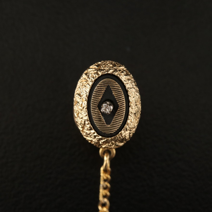 Vintage Oval Tie Tac with Diamond