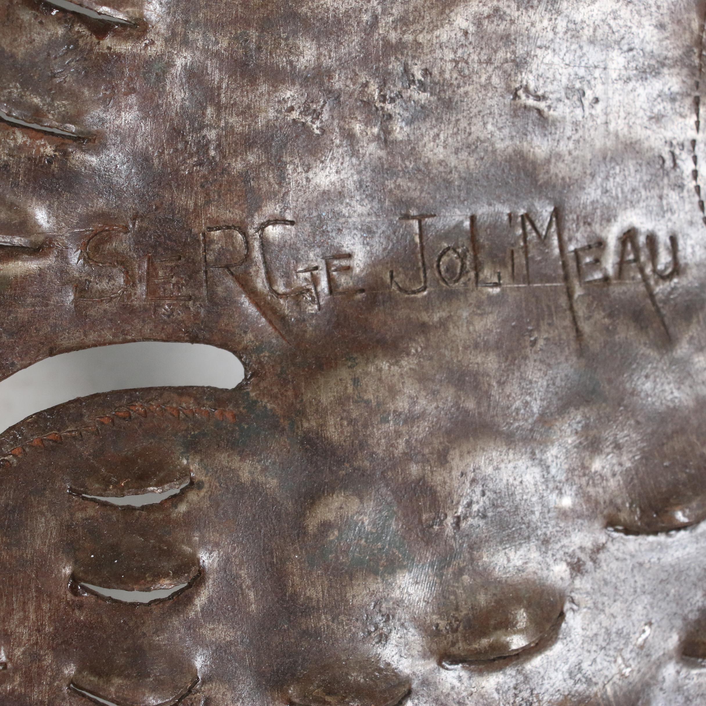 Serge Jolimeau Haitian Metal Relief Sculpture of Mermaid with Cow Head