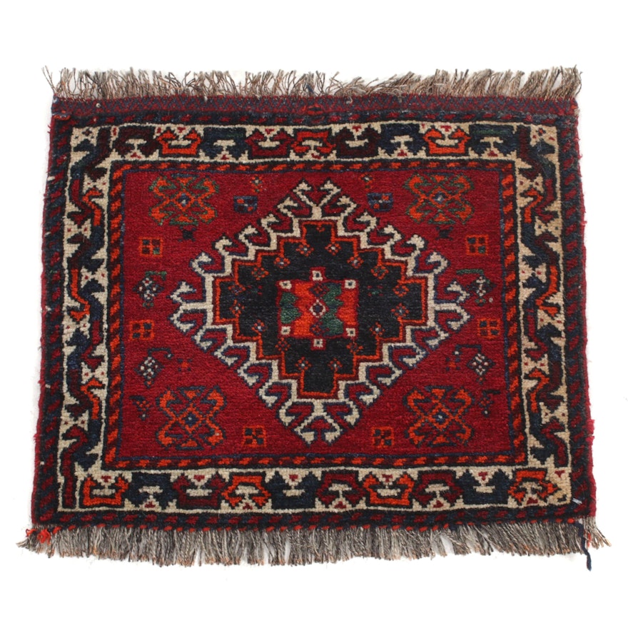 1'11 x 2'1 Hand-Knotted Persian Qashqai Shiraz Rug, 1950s