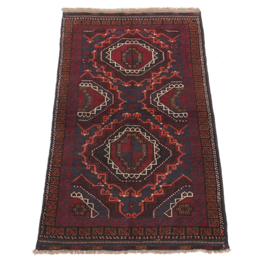 3'7 x 6'4 Hand-Knotted Persian Balouch Rug, 1970s