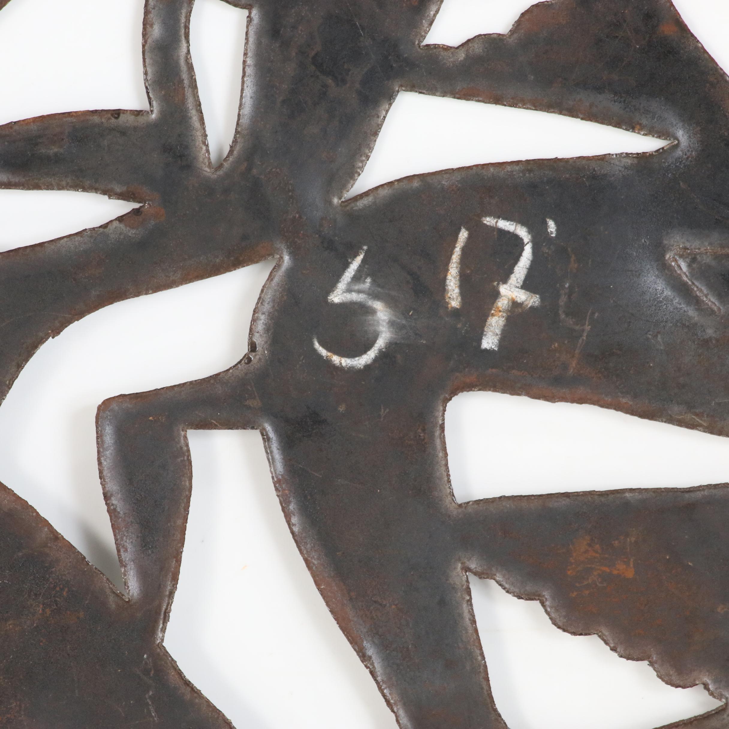 Joseph Louis-Juste Haitian Metal Relief Sculpture of Figure with Fish