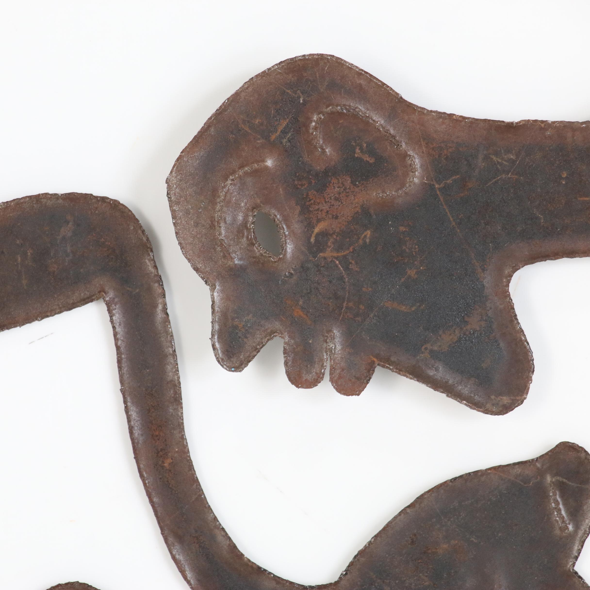 Joseph Louis-Juste Haitian Metal Relief Sculpture of Figure with Fish