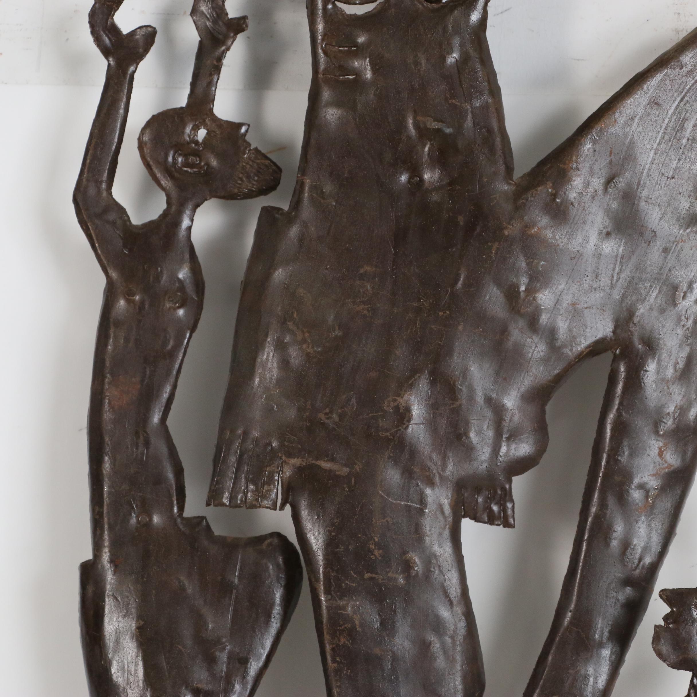 Gabriel Bien-Aime Haitian Metal Art Sculpture of Crucifixion