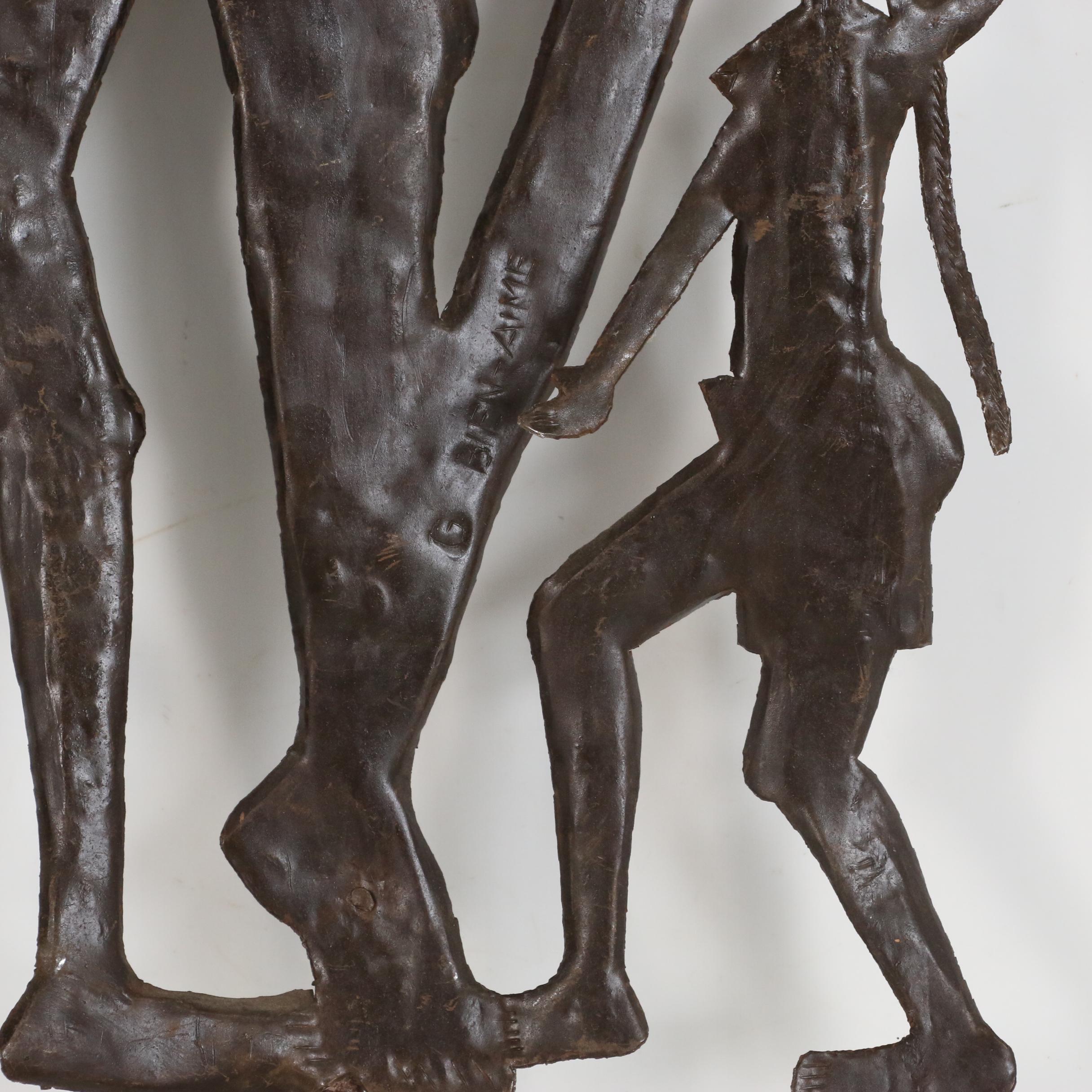 Gabriel Bien-Aime Haitian Metal Art Sculpture of Crucifixion