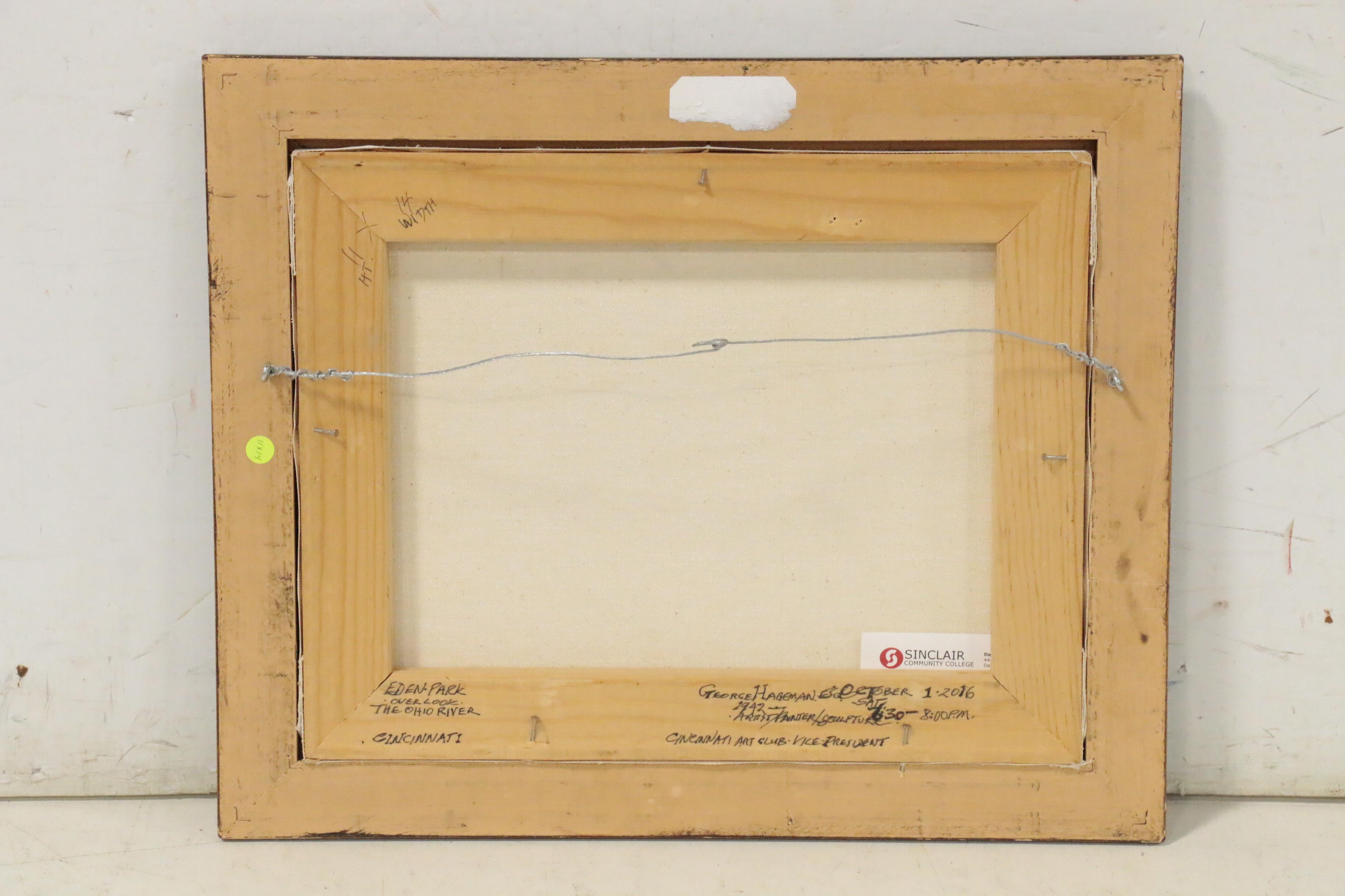 George Hageman Plein Air Oil Painting "Eden Park Overlook", 2016