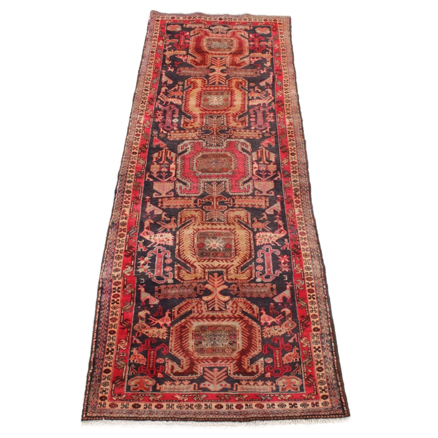 3'11 x 10'7 Hand-Knotted Northwest Persian Pictorial Rug Runner, 1960s