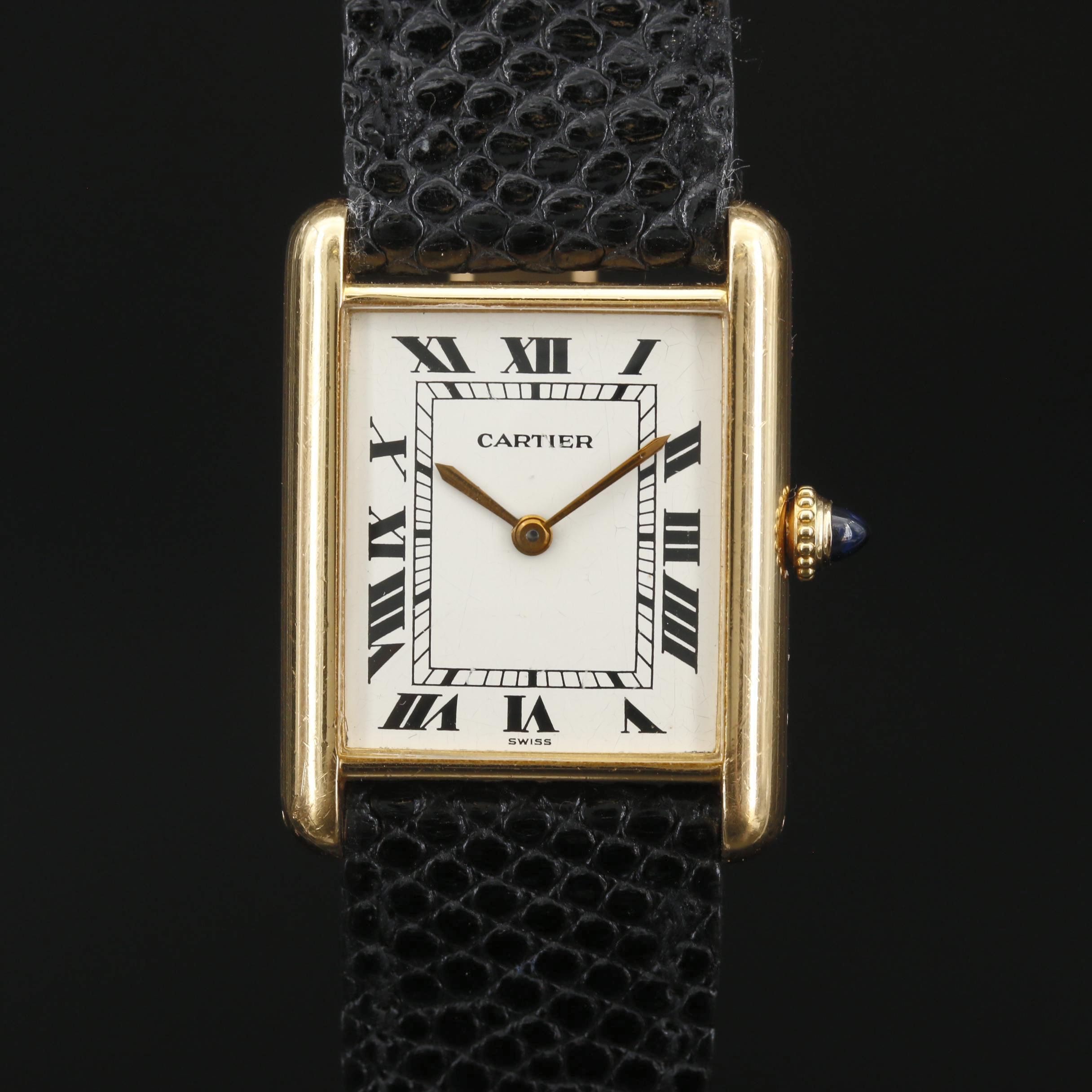 Vintage Cartier Tank Louis 18K Gold Stem Wind Watch