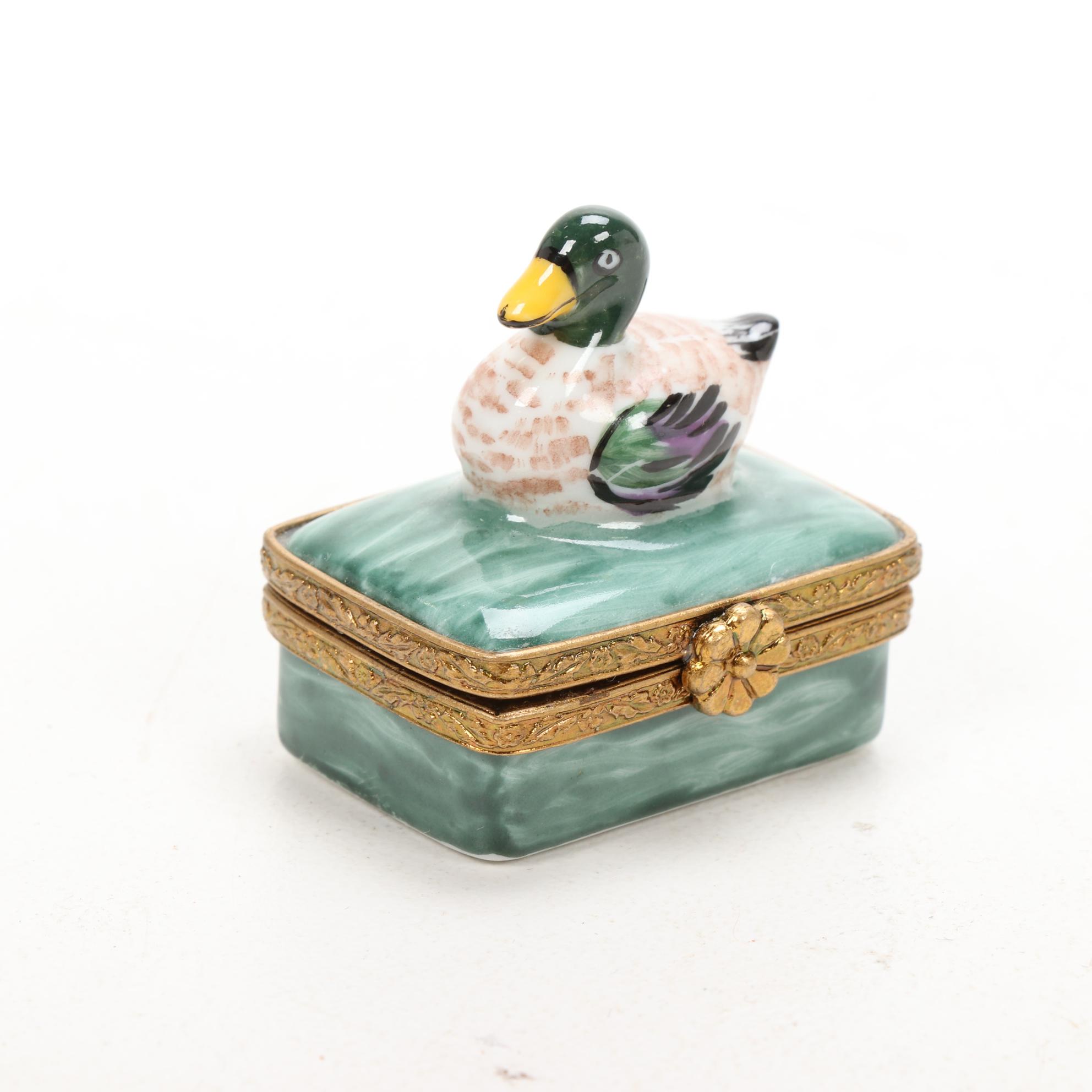Hand-Painted Miniature Mallard Duck Limoges Box