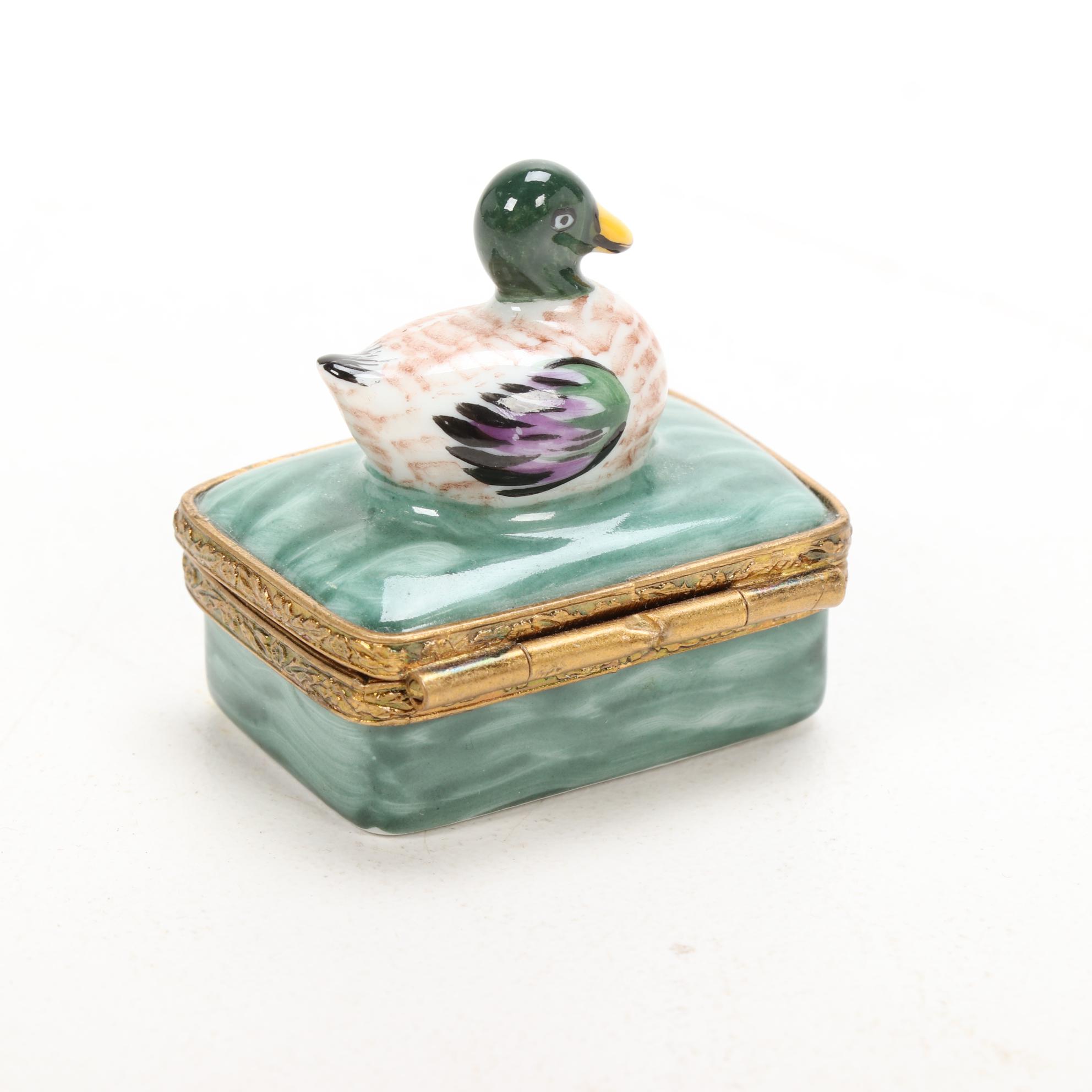 Hand-Painted Miniature Mallard Duck Limoges Box