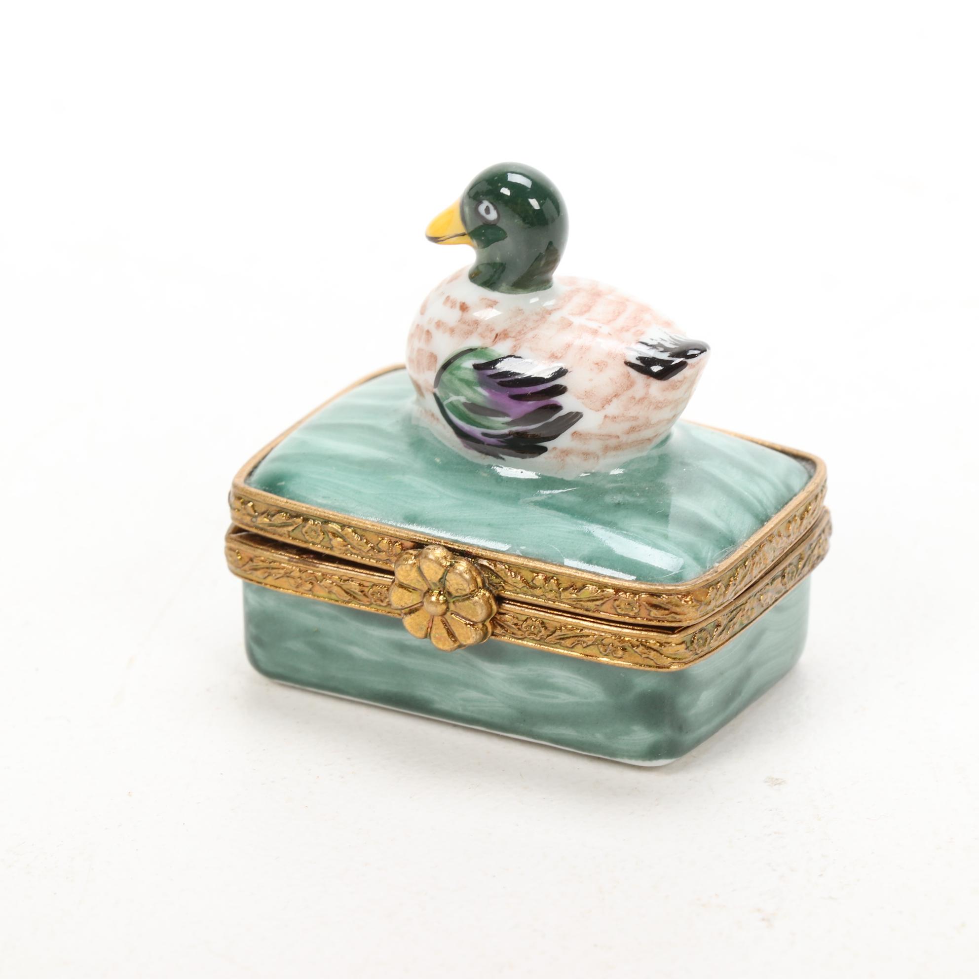 Hand-Painted Miniature Mallard Duck Limoges Box