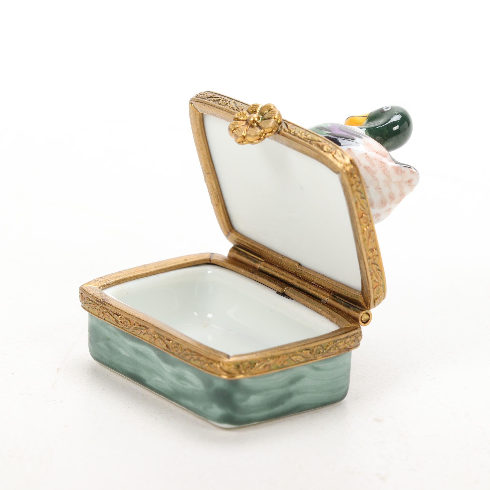 Hand-Painted Miniature Mallard Duck Limoges Box