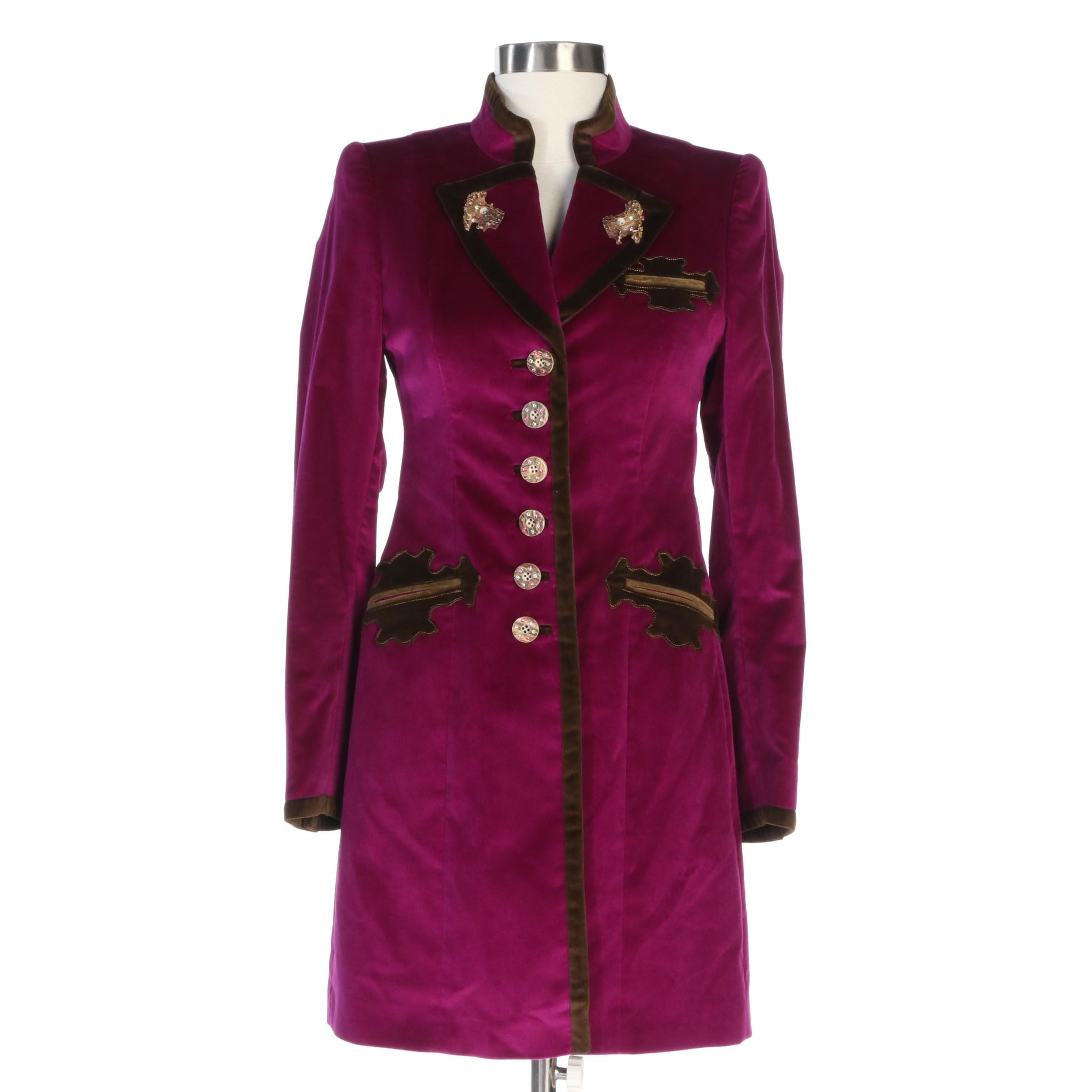 Gaisberger Couture Magenta Velveteen Jacket with Garment Bag