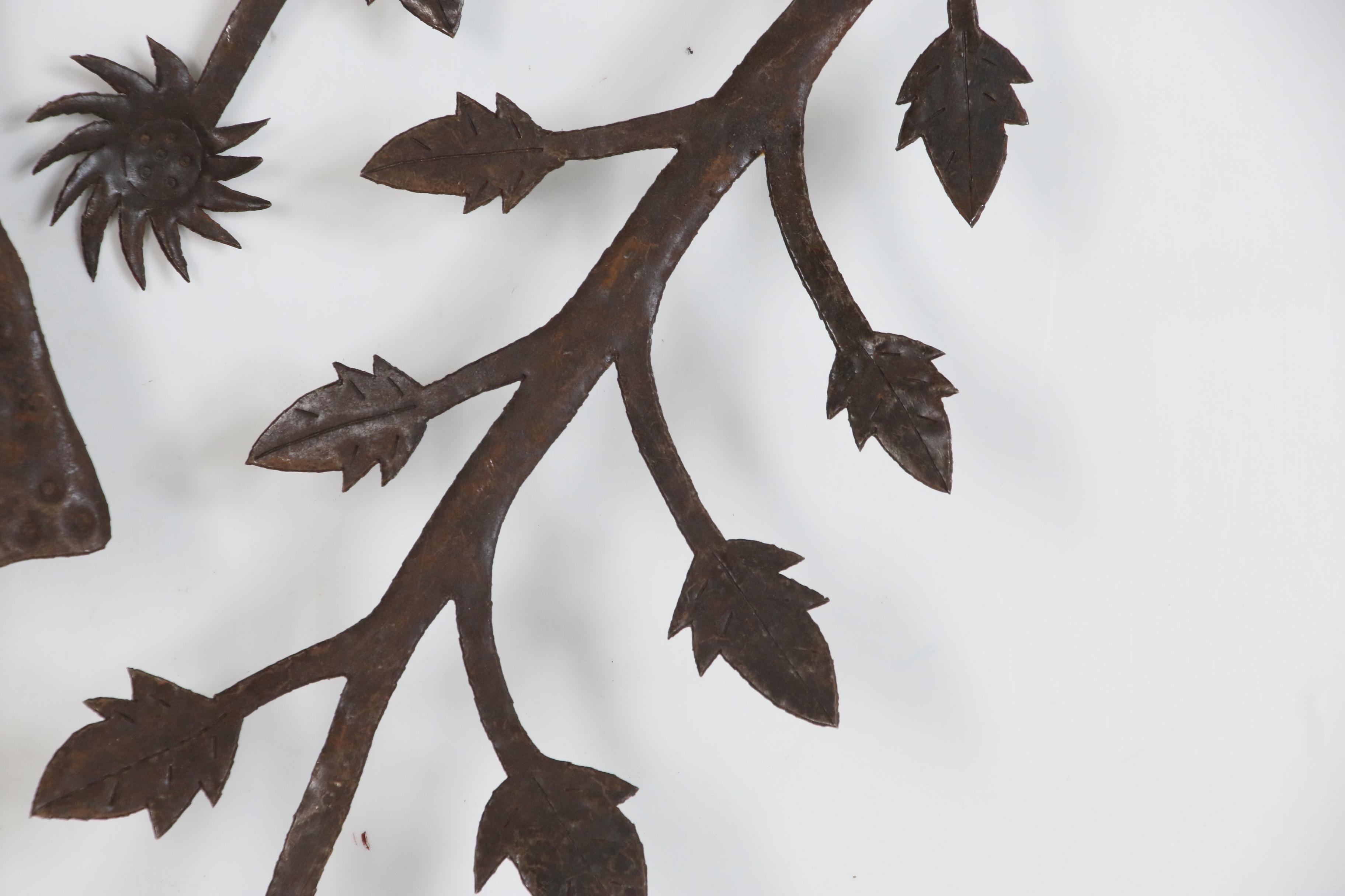 Gabriel Bien-Aimé Haitian Metal Sculpture of Woman with Tree Branches