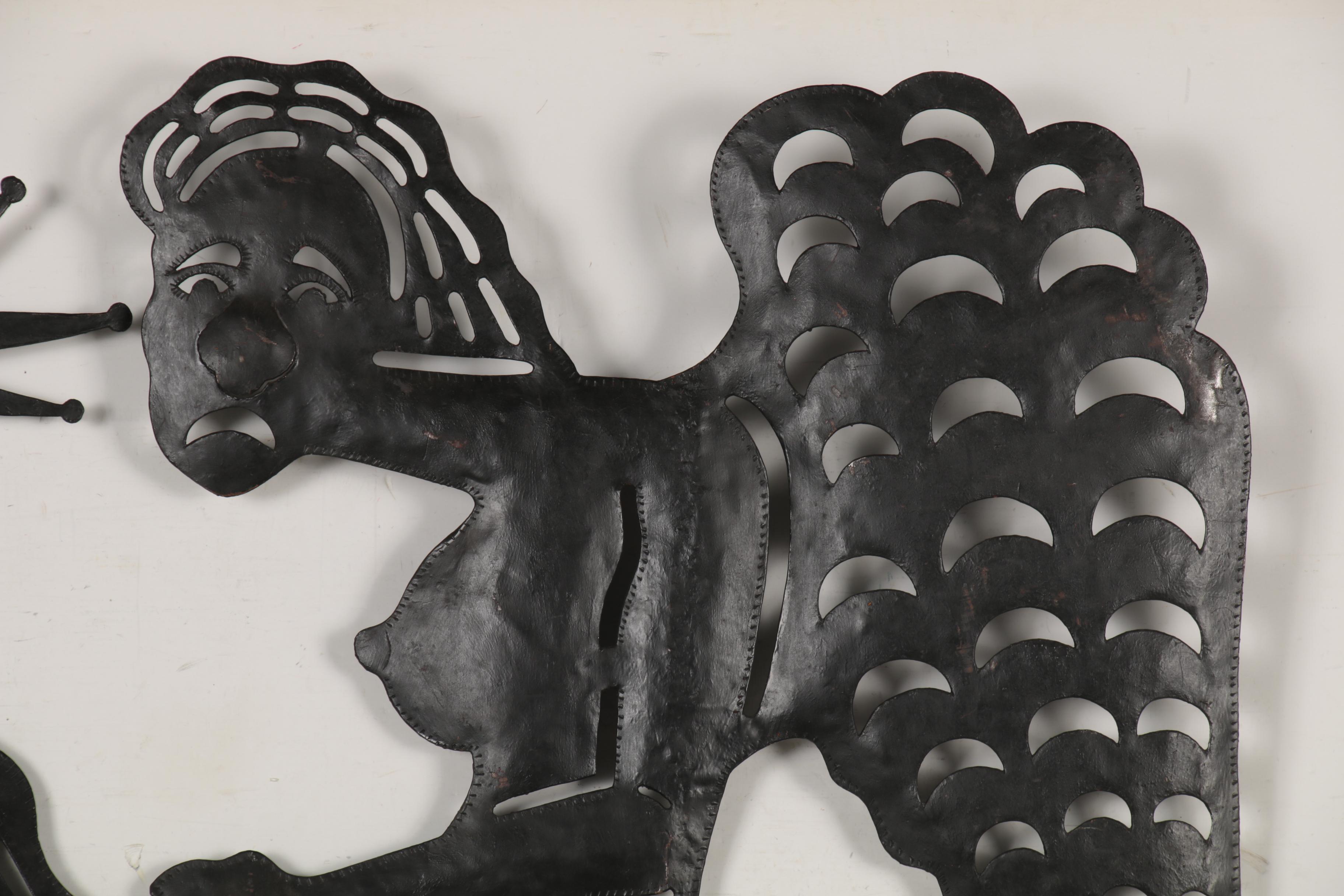 Serge Jolimeau Haitian Metal Relief Sculpture of Mythical Creatures, 1986