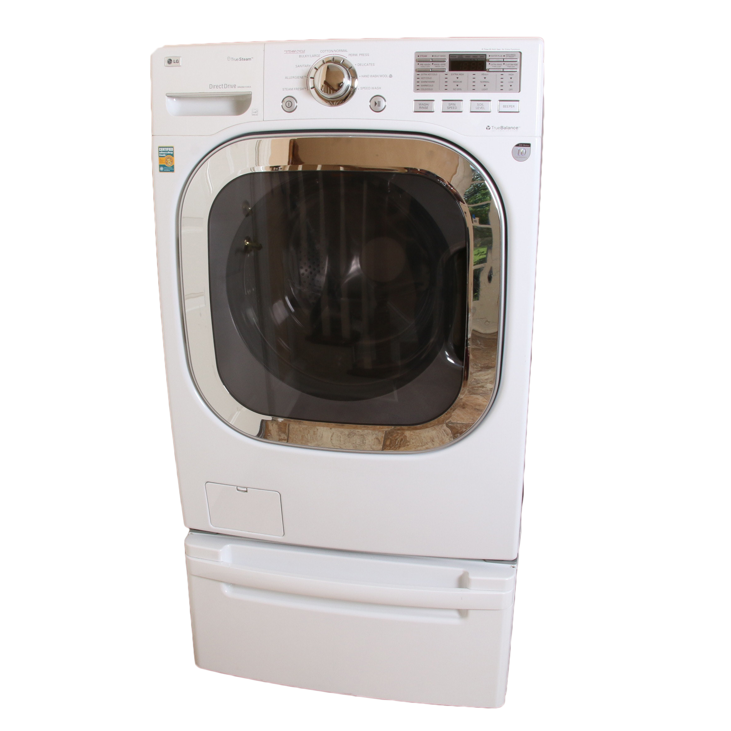 LG True Steam Front Load Washer with Drawer Stand