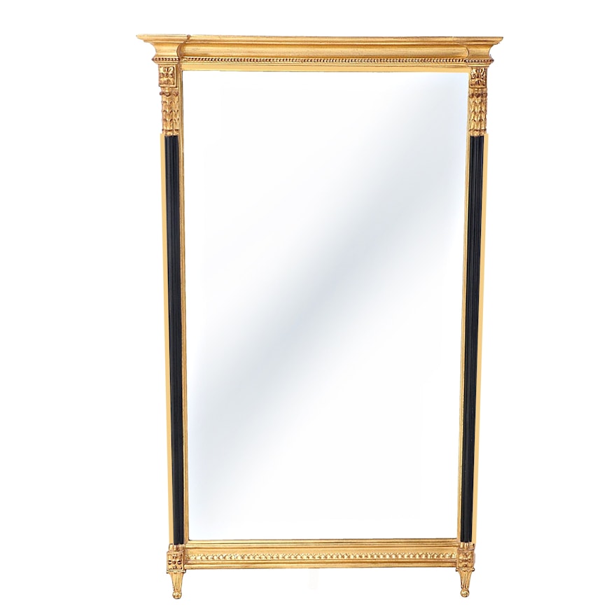Carvers' Guild Neoclassical Style Giltwood and Parcel-Ebonized Mirror