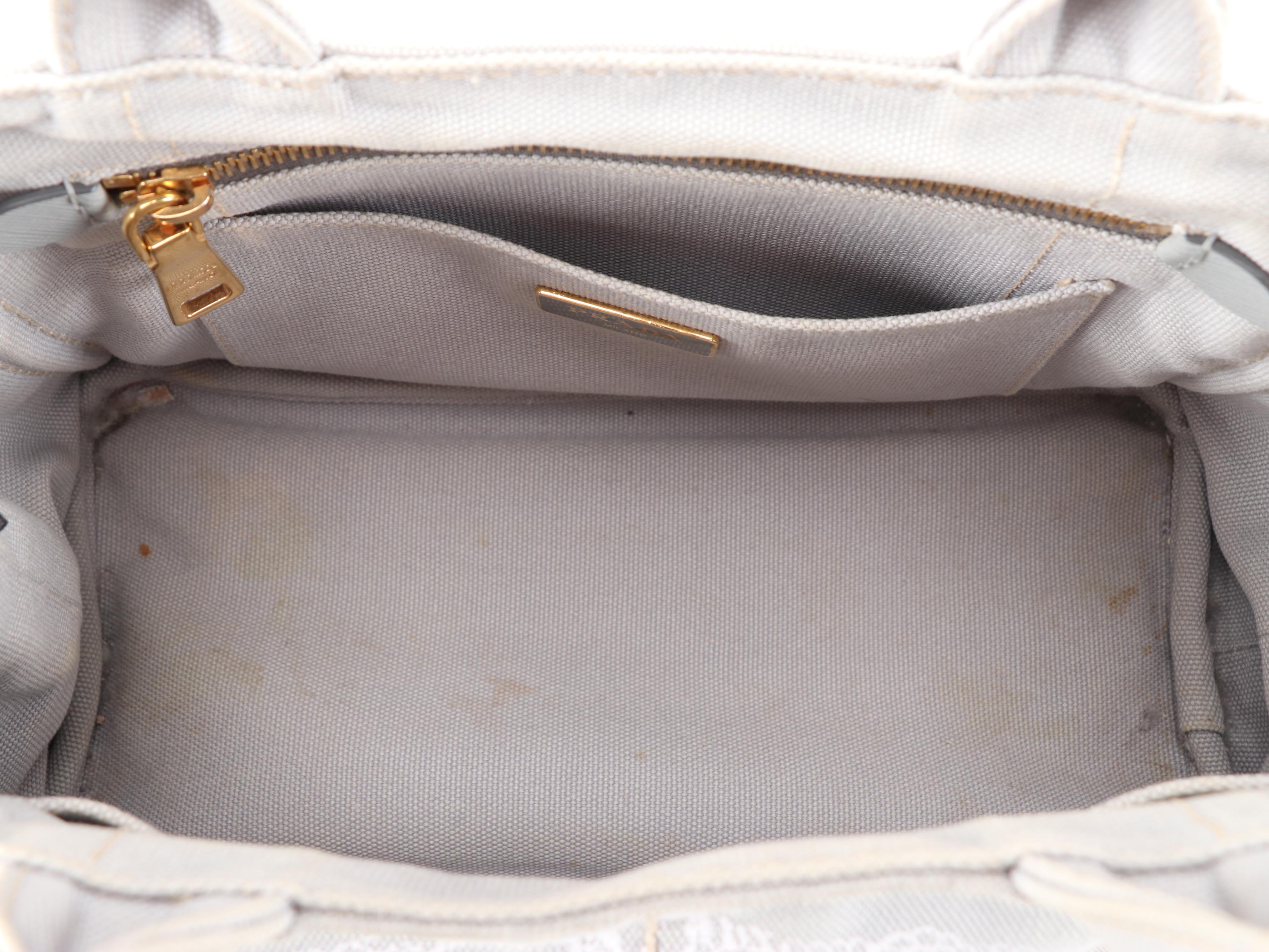 Prada Logo Print Two-Way Tote in Nube Grey Canapa Canvas