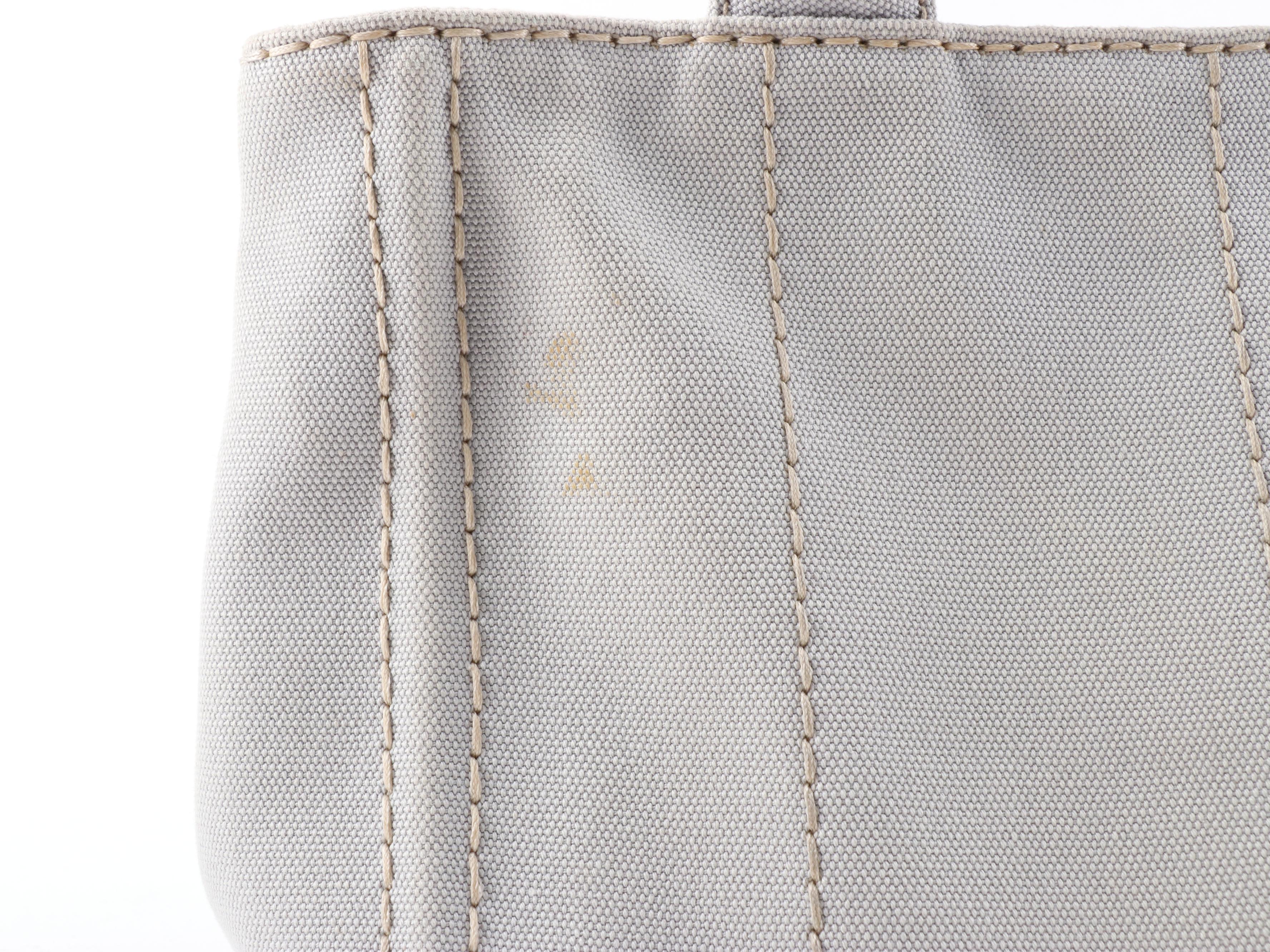 Prada Logo Print Two-Way Tote in Nube Grey Canapa Canvas