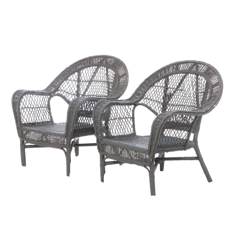 Pair of Painted Wicker Armchairs