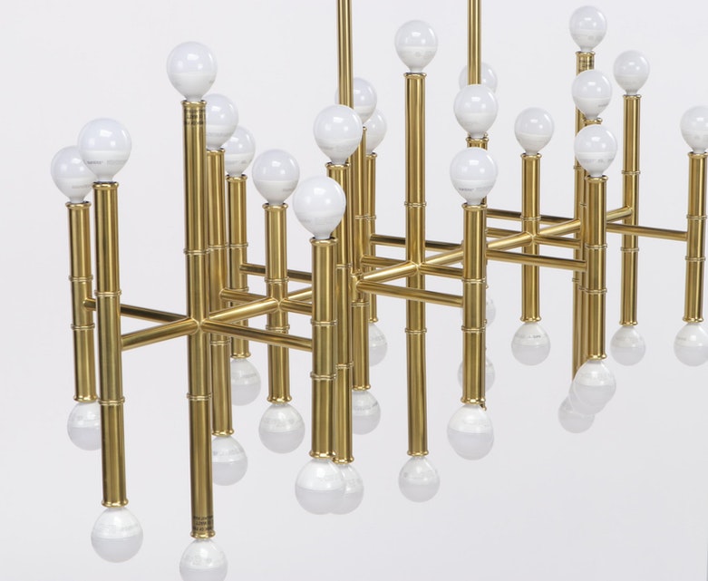 Contemporary Modern Brass Metal 42-Light Chandelier
