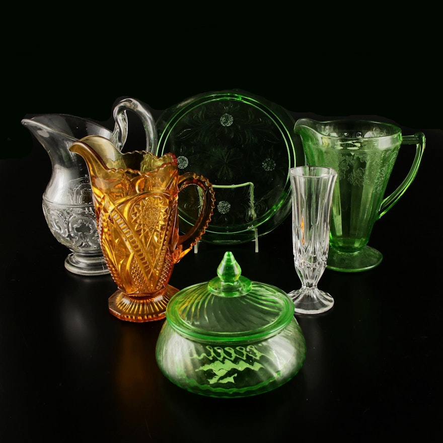 Pressed Glass Tableware and Crystal Vase