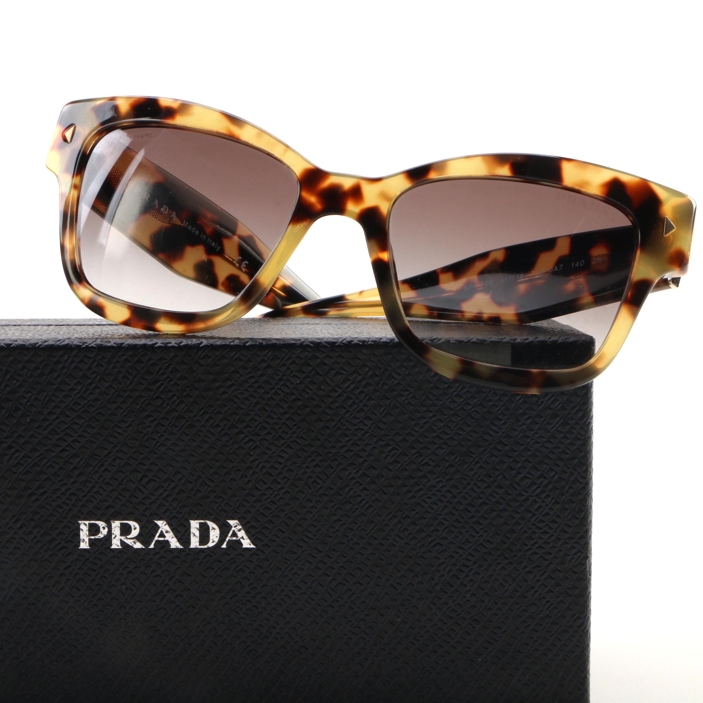 Prada Conceptual Butterfly Havana Sunglasses with Case and Box