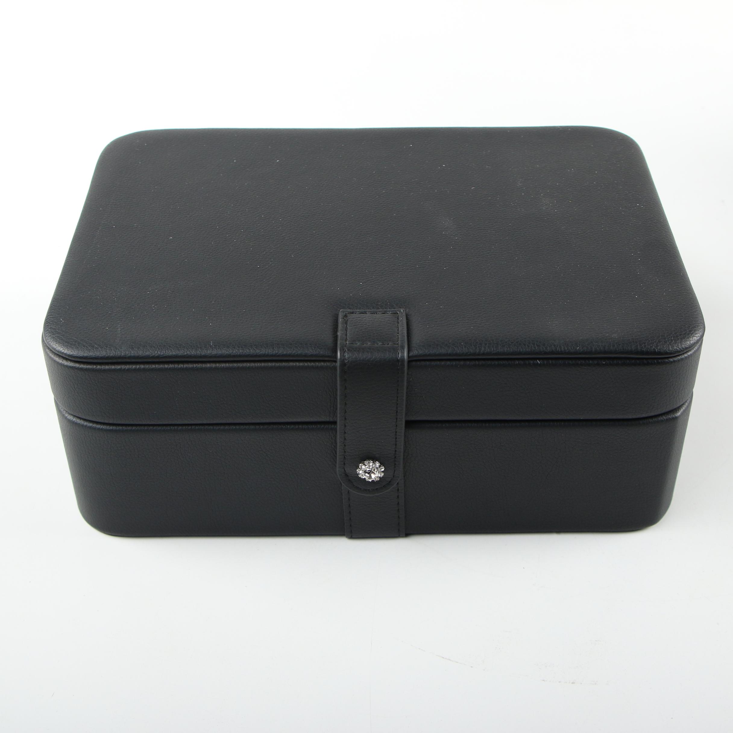 Mele & Co. Wooden Jewelry Box with Gem Pak Leather Watch Case