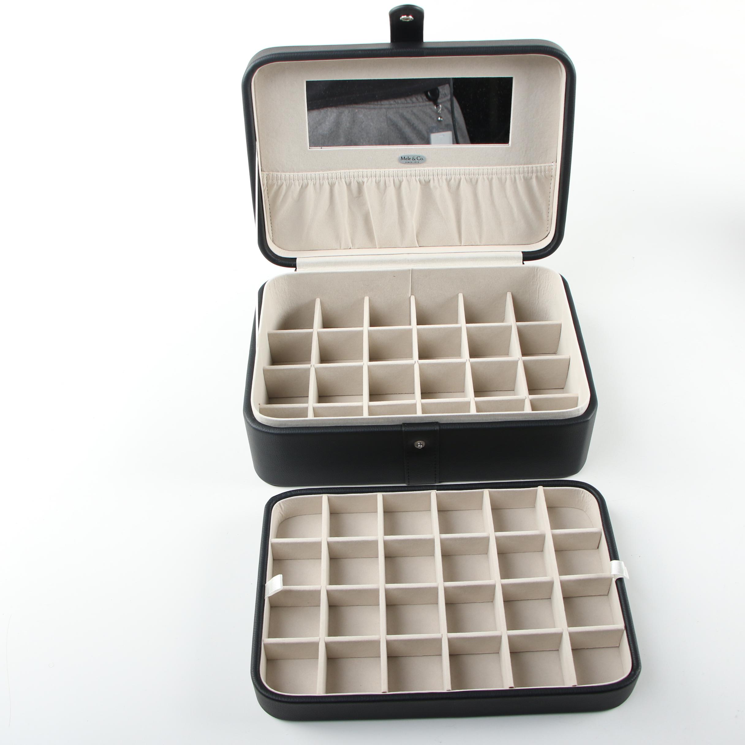 Mele & Co. Wooden Jewelry Box with Gem Pak Leather Watch Case