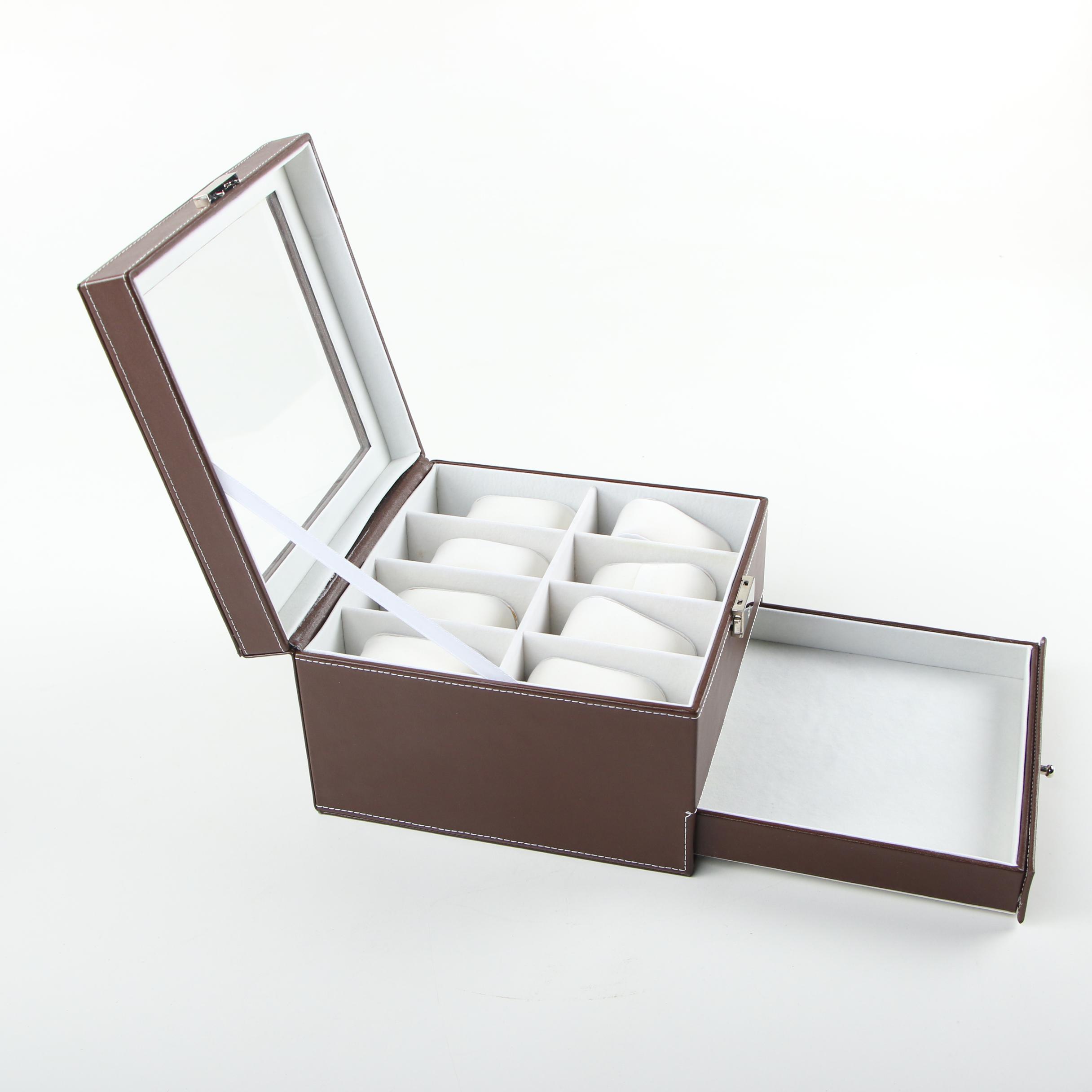 Mele & Co. Wooden Jewelry Box with Gem Pak Leather Watch Case