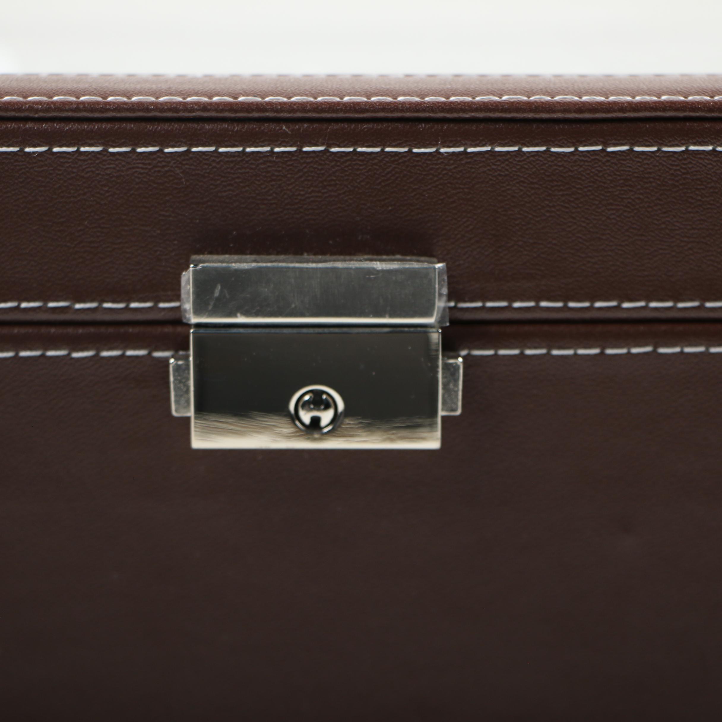 Mele & Co. Wooden Jewelry Box with Gem Pak Leather Watch Case