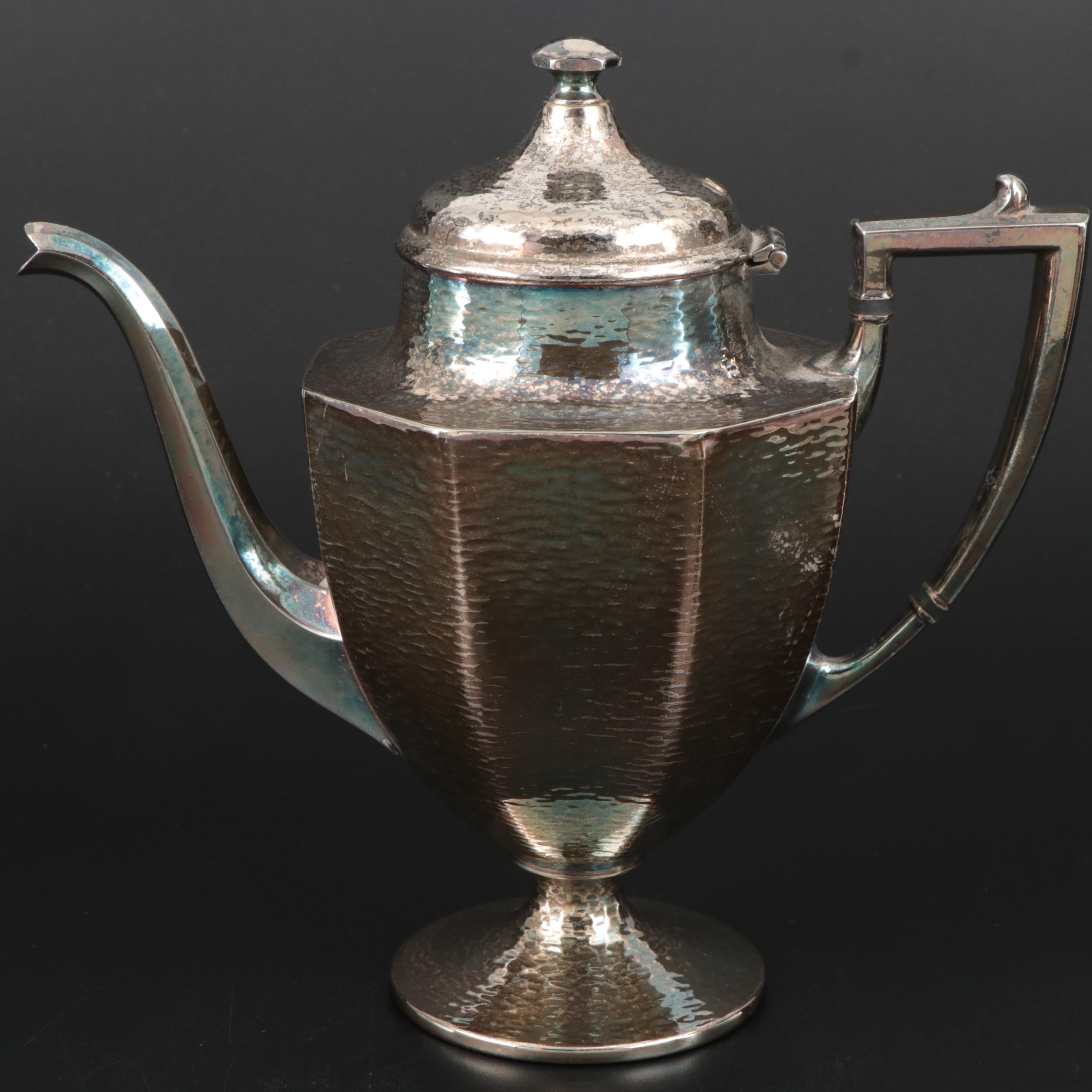 Cincinnati Homan Mfg. Co. Hammered Silver Plate Tea Set